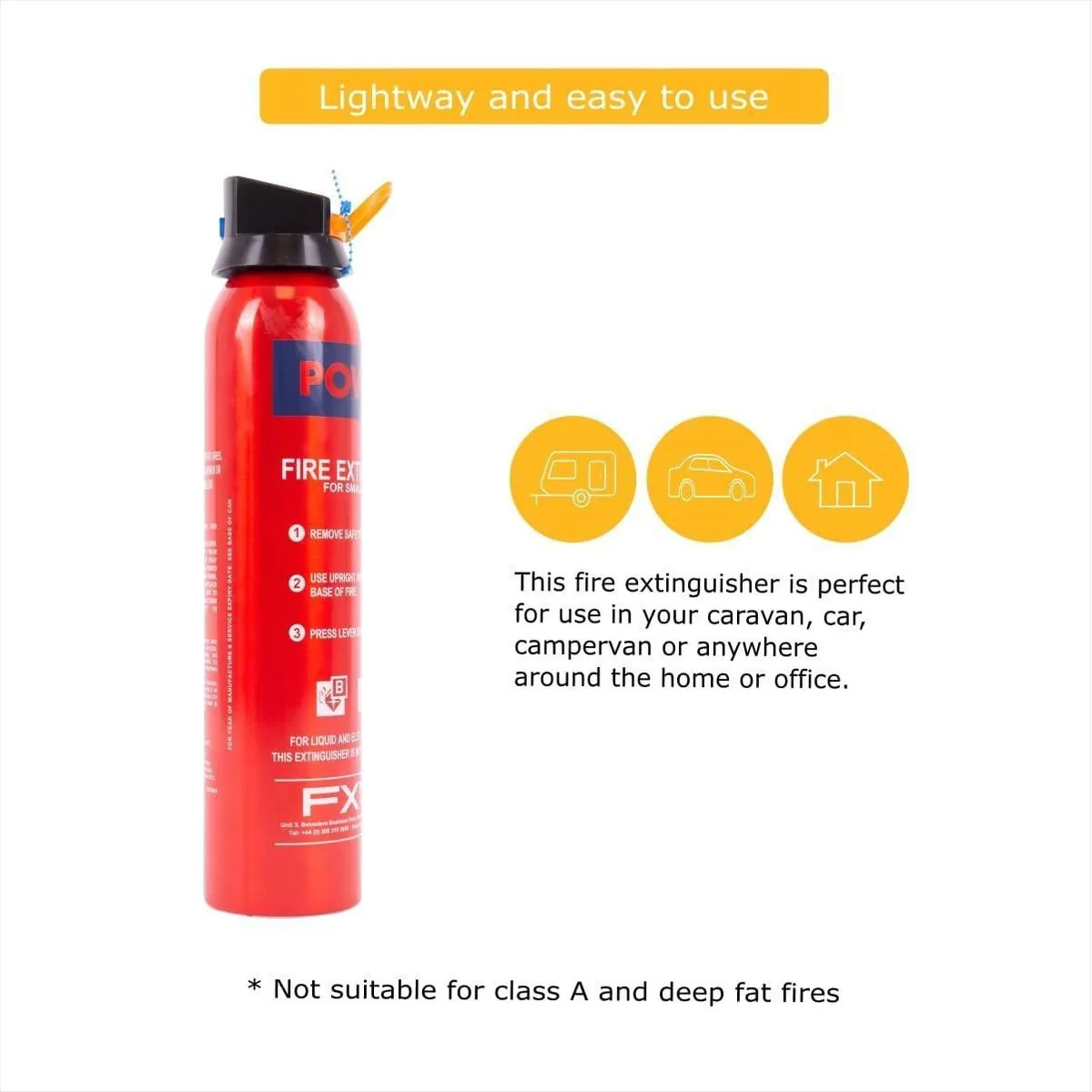 0.6kg BC Dry Power Fire Extinguisher & Blanket Caravan Boat Home - Image 7