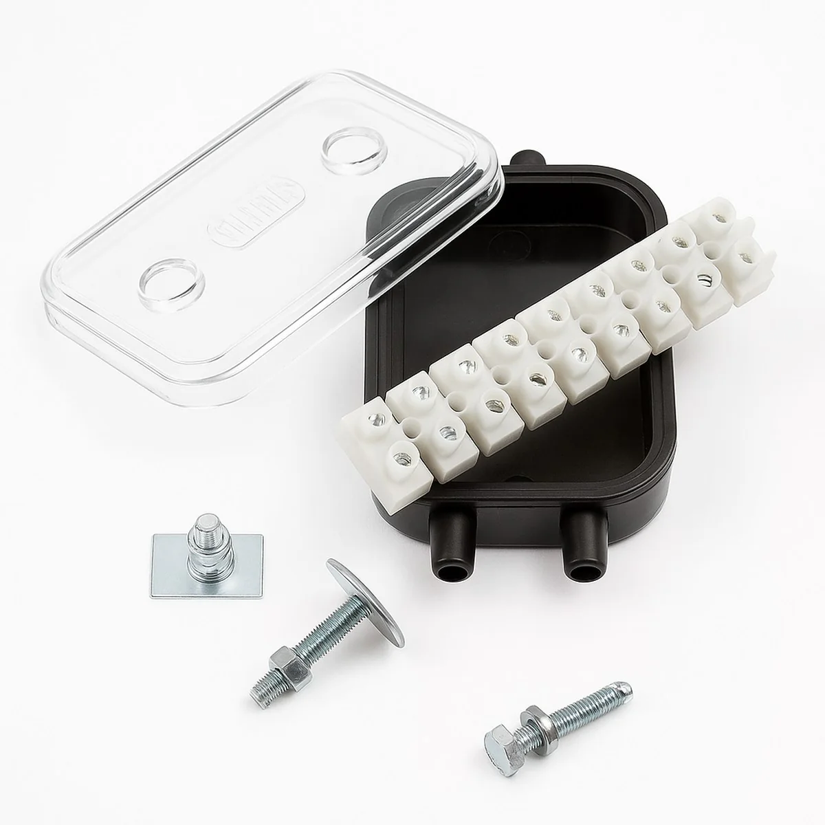 10 Way Rubber Junction Box (maypole) Bk - Image 2