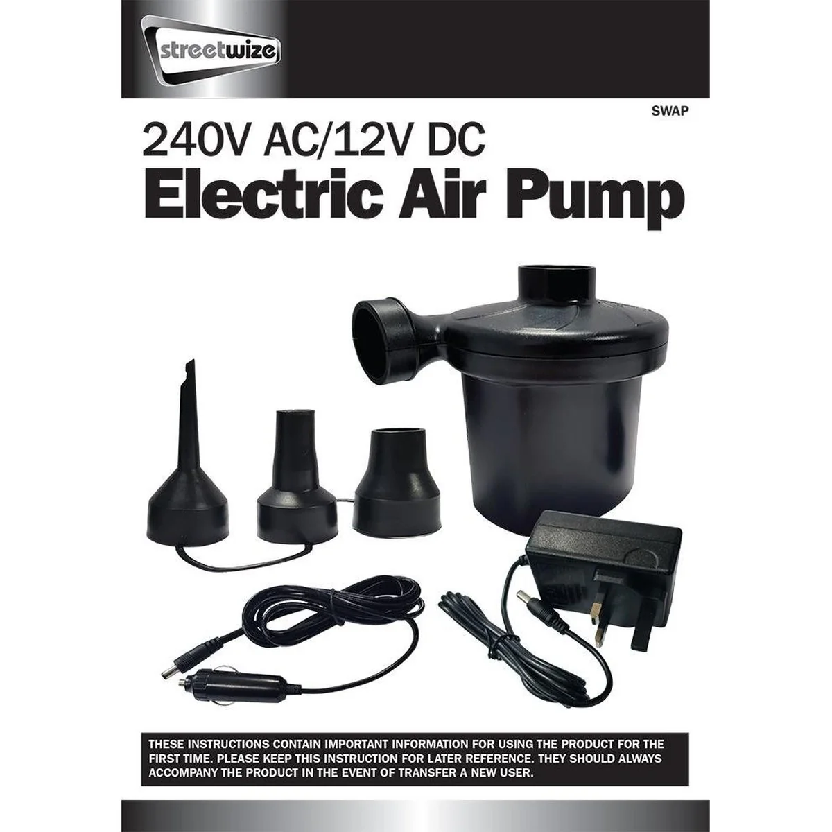 Streetwize 12V Electric Air Pump - Image 4