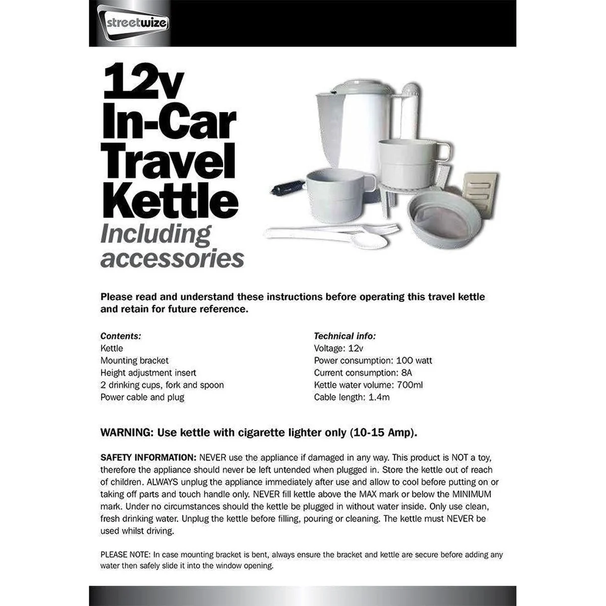 Streetwize 12v Travel Kettle - Image 3