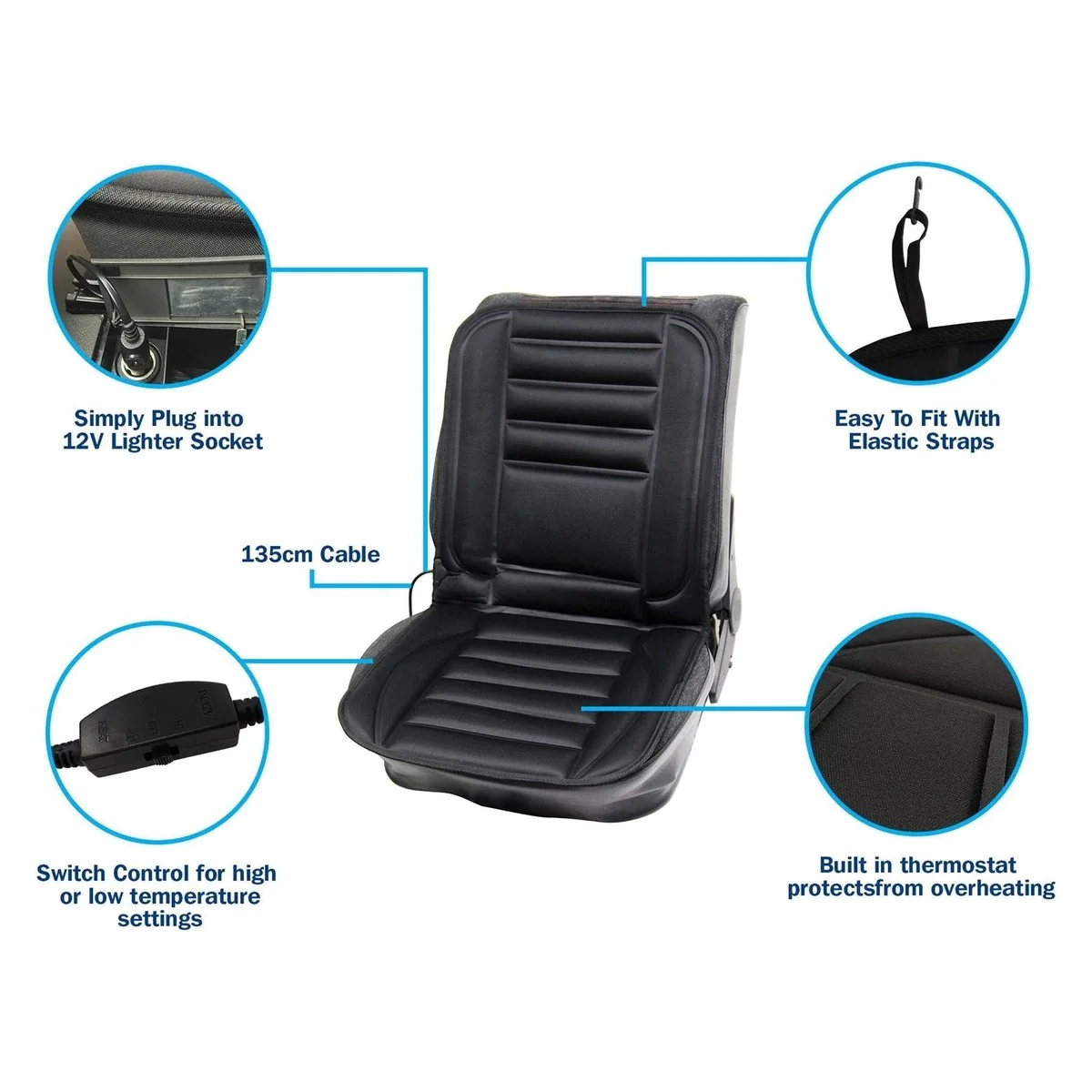 Streetwize 12v Padded heated Car Seat - Image 6