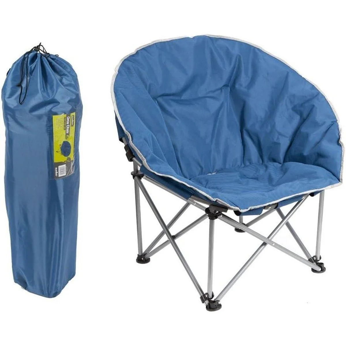 Blue Adult Bucket Camping Chair Padded High Back Folding Orca Moon Chair & Bag x2 - Image 3