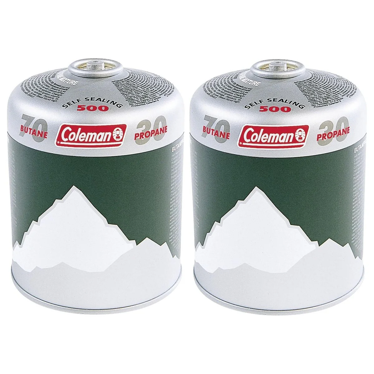 Coleman C500 Gas Cartridge Butane Propane Mix Self Sealing Screw Thread 2 Pack