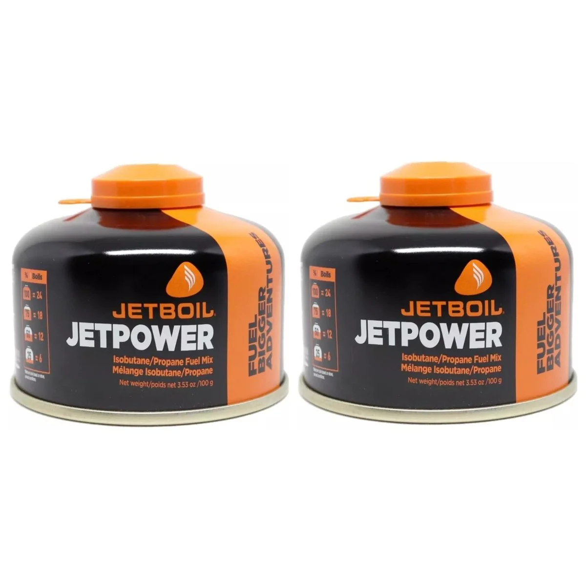 2x Jetboil JetPower Butane Gas Fuel 100g Canister