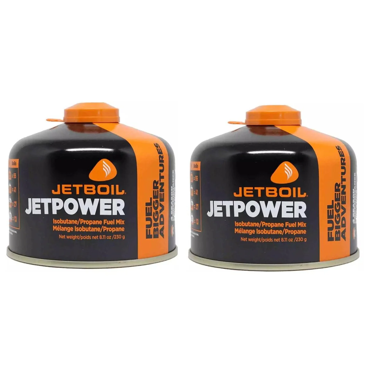 2x Jetboil JetPower Butane Gas Fuel 230g Canister