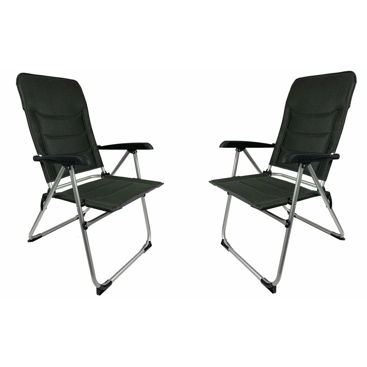 2x Royal Folding Ambassador Grey Reclining Aluminium Padded Camping Chair R735