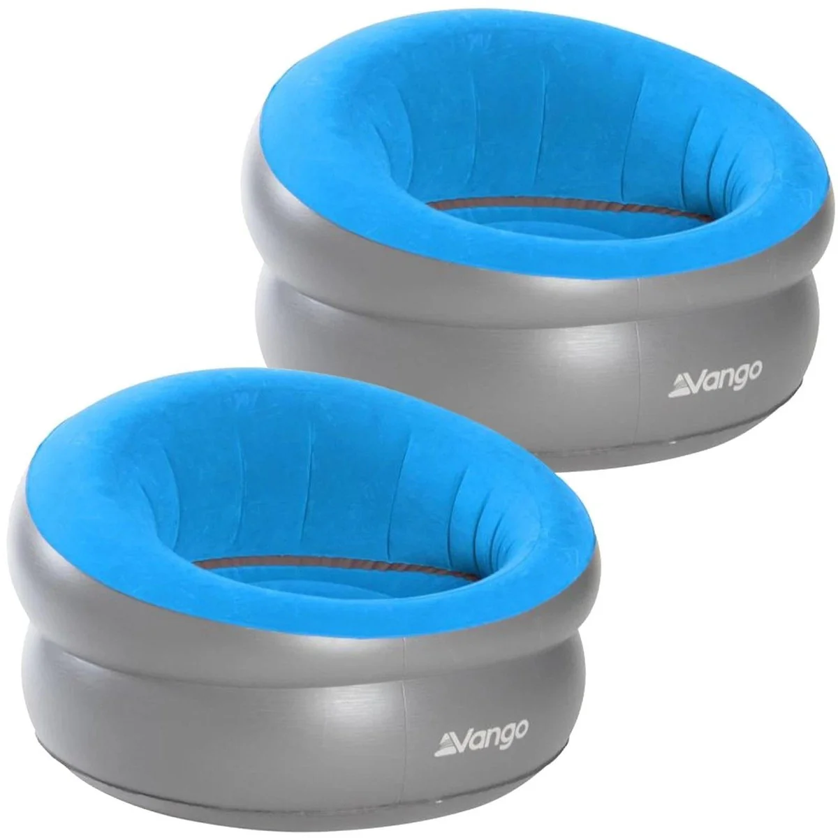 2x Vango Inflatable Donut Flocked Chair Mykonos Blue