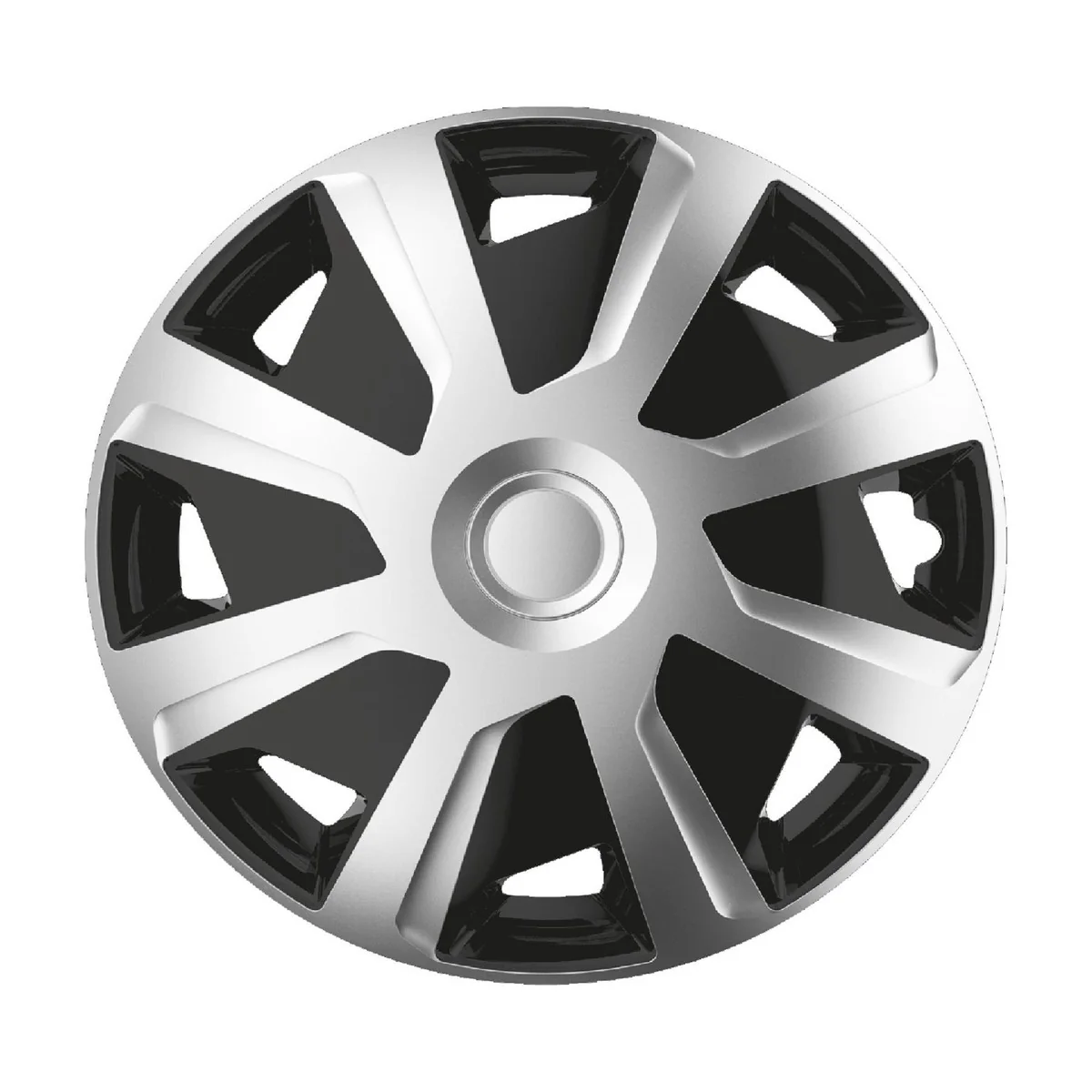 4 x 15" Alloy Look Black & Silver Deep Dish Motorhome Wheel Trims Hub Caps Vans - Image 2