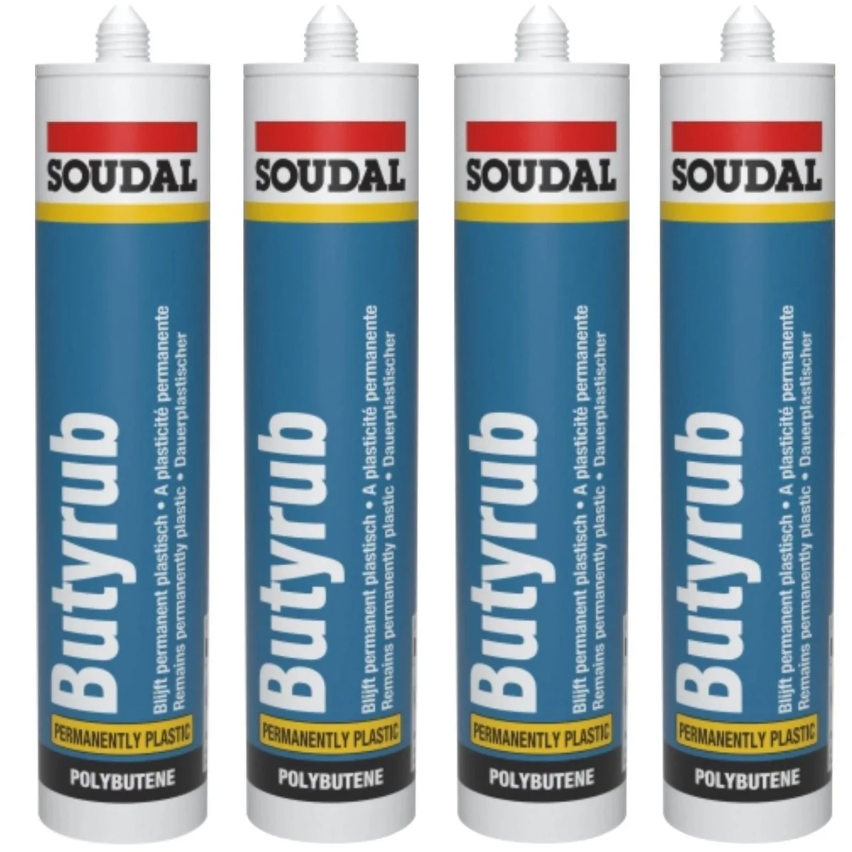 4 x Soudal Butyrub Non Setting Butyl bedding Sealant Seitz Window Glazing White