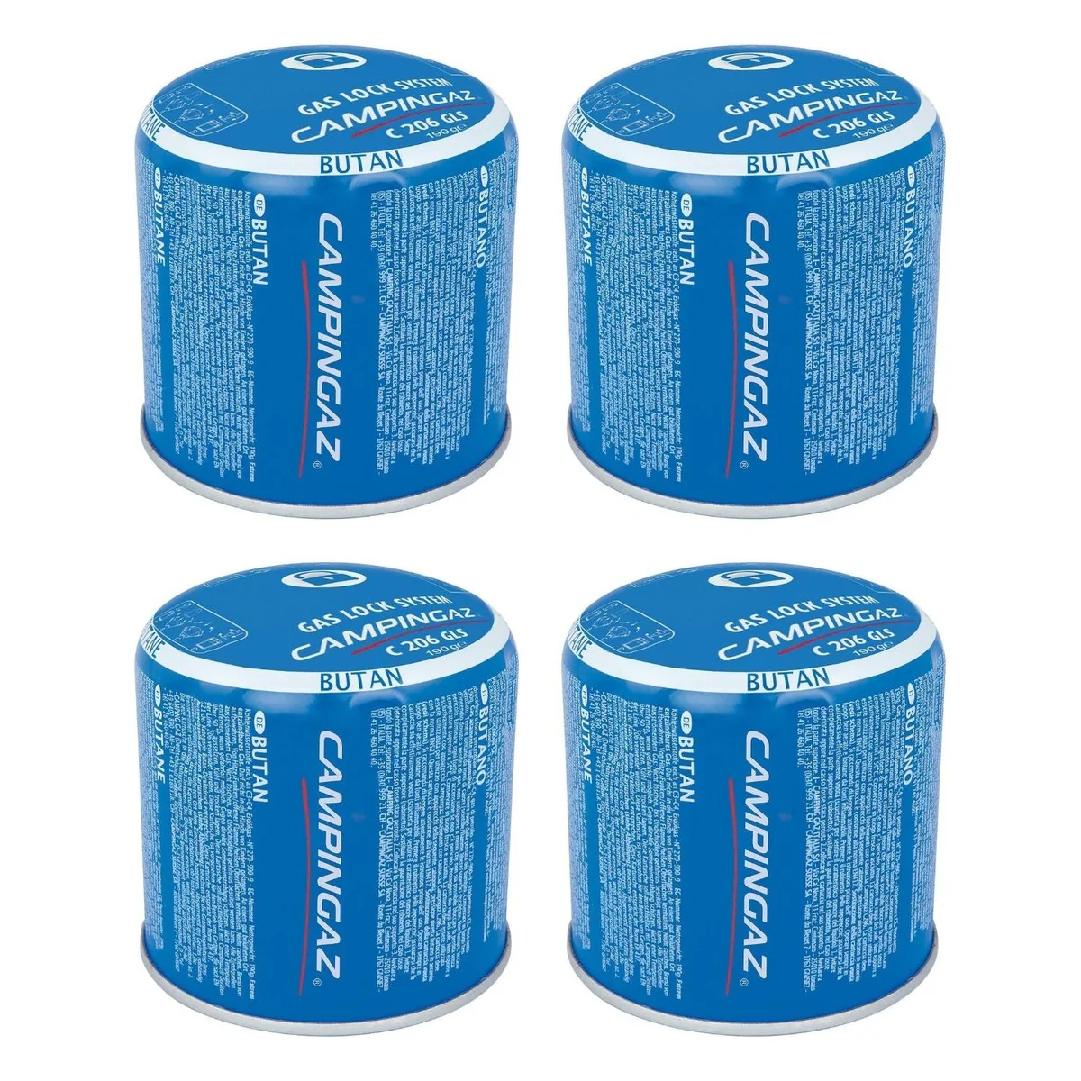 4x Campingaz C206 Butane Gas Cartridge Lock System 190g Camping Outdoors