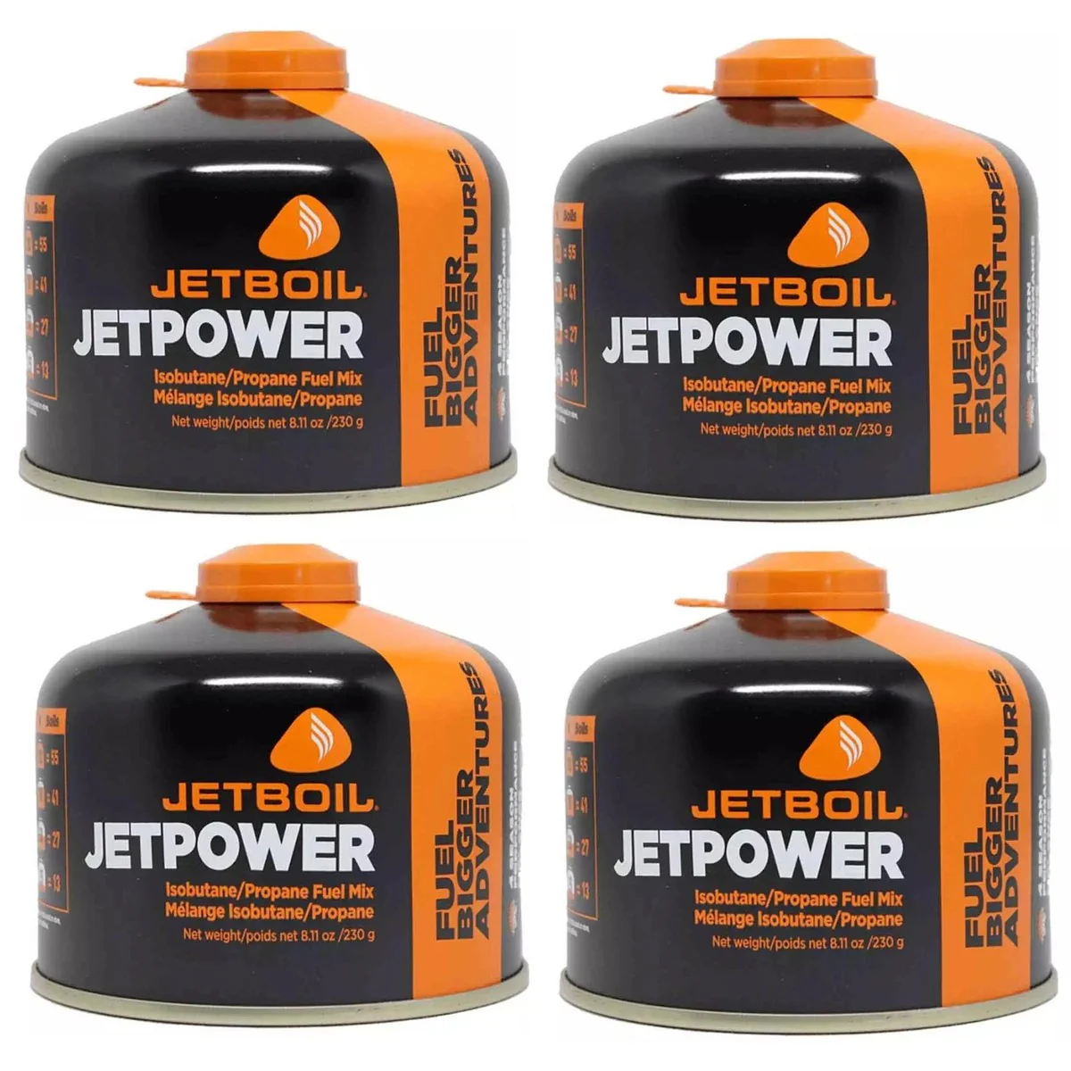 4x Jetboil JetPower Butane Gas Fuel 230g Canister
