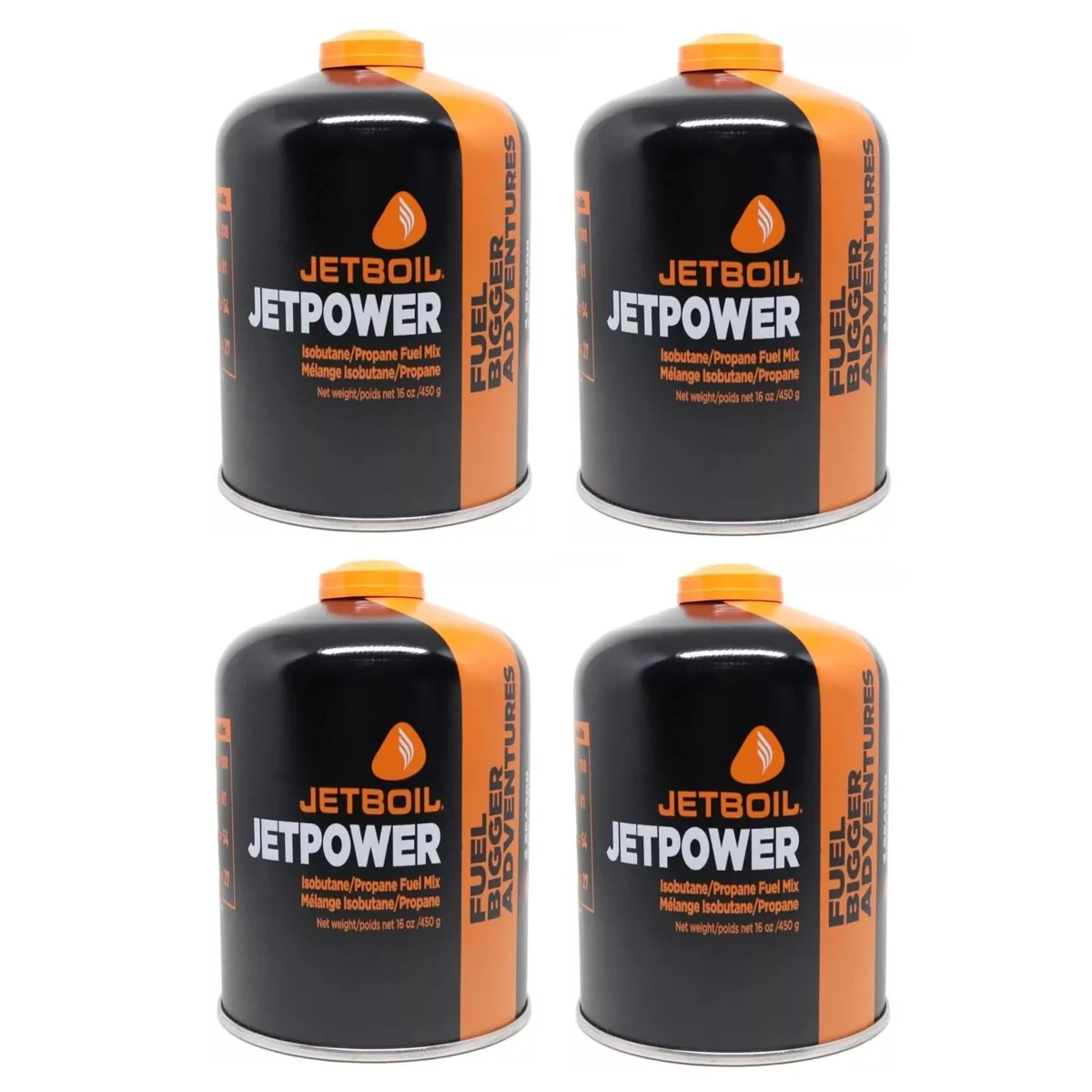 4x Jetboil JetPower Butane Gas Fuel 450g Canister