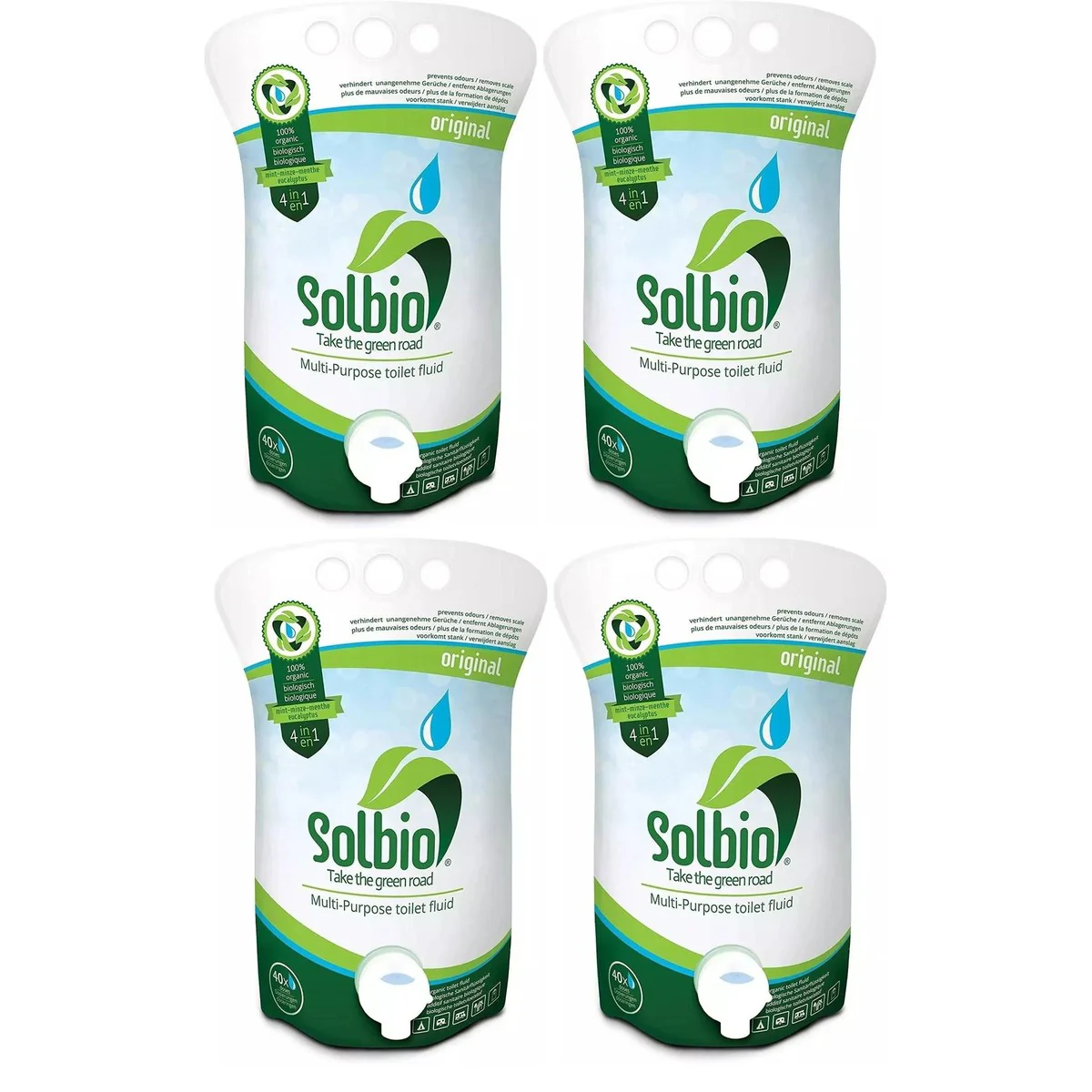 4x Solbio Organic Chemical Toilet Fluid Waste & Flush 1.6L x40 Doses