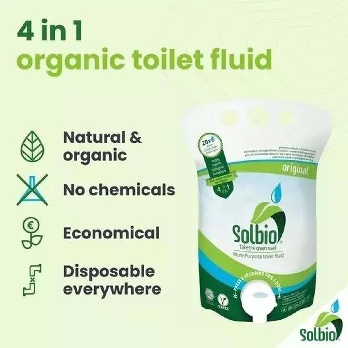 4x Solbio Organic Chemical Toilet Fluid Waste & Flush 1.6L x40 Doses - Image 6