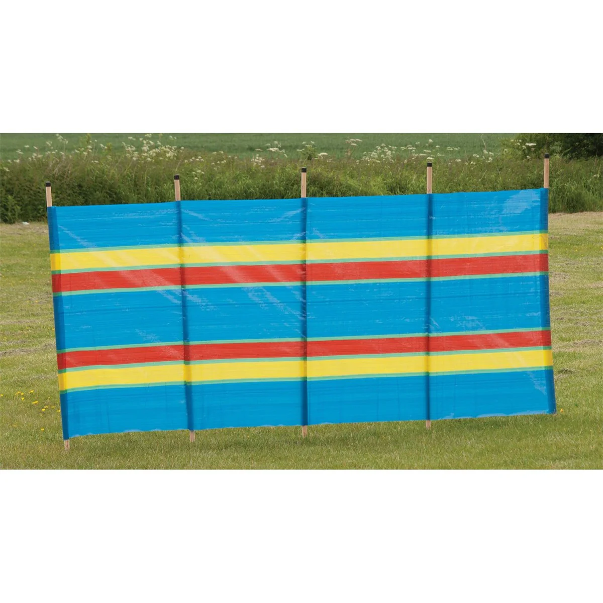 5 Pole Multicoloured Polythene Windbreak 1442 - Image 7