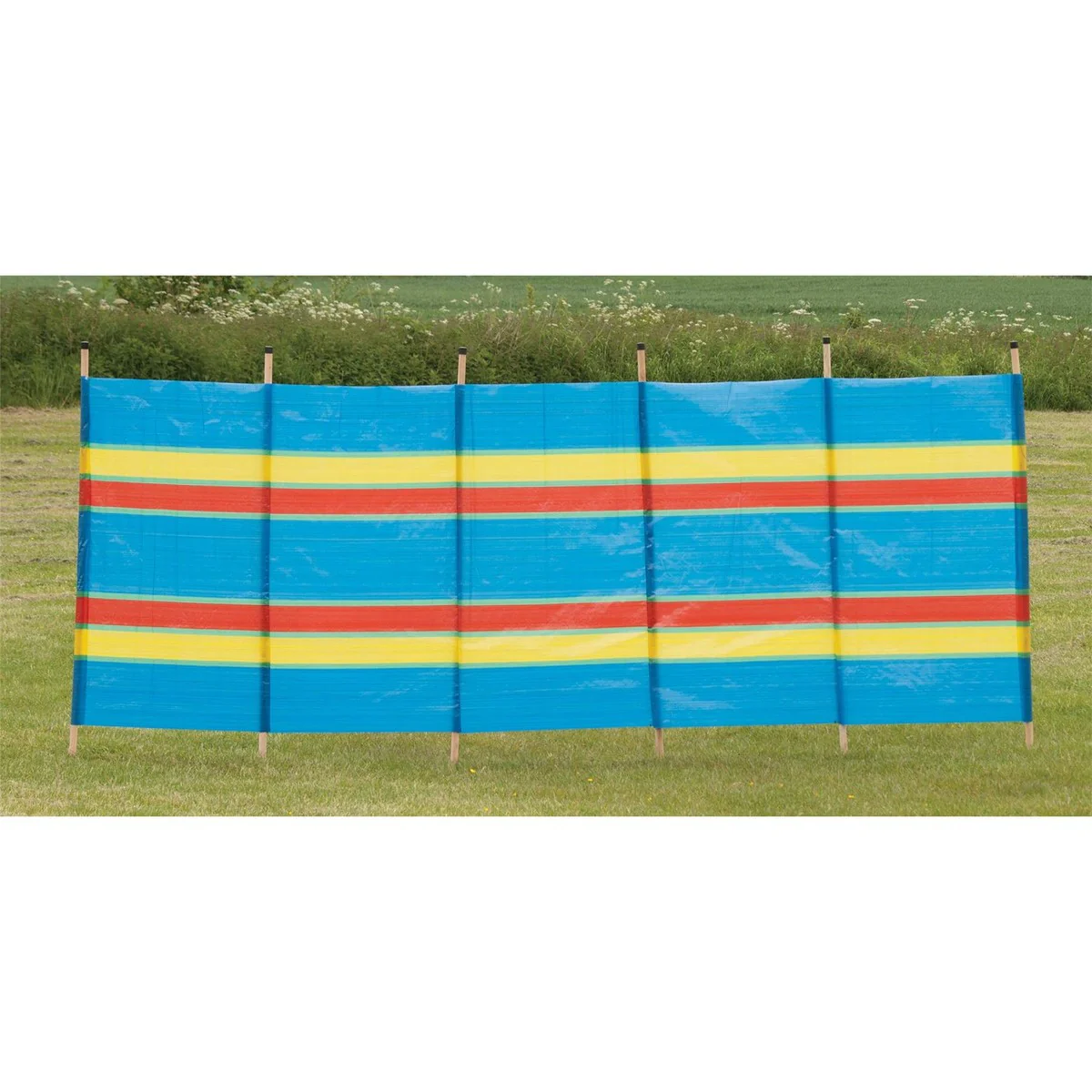 6 Pole Multicoloured Polythene Windbreak 1445 - Image 8