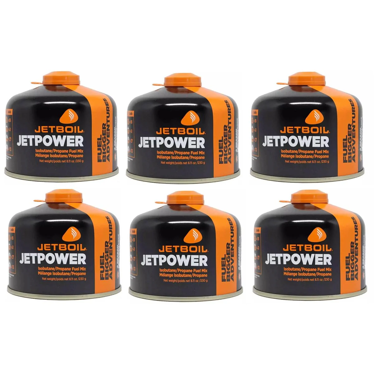 6x Jetboil JetPower Butane Gas Fuel 230g Canister