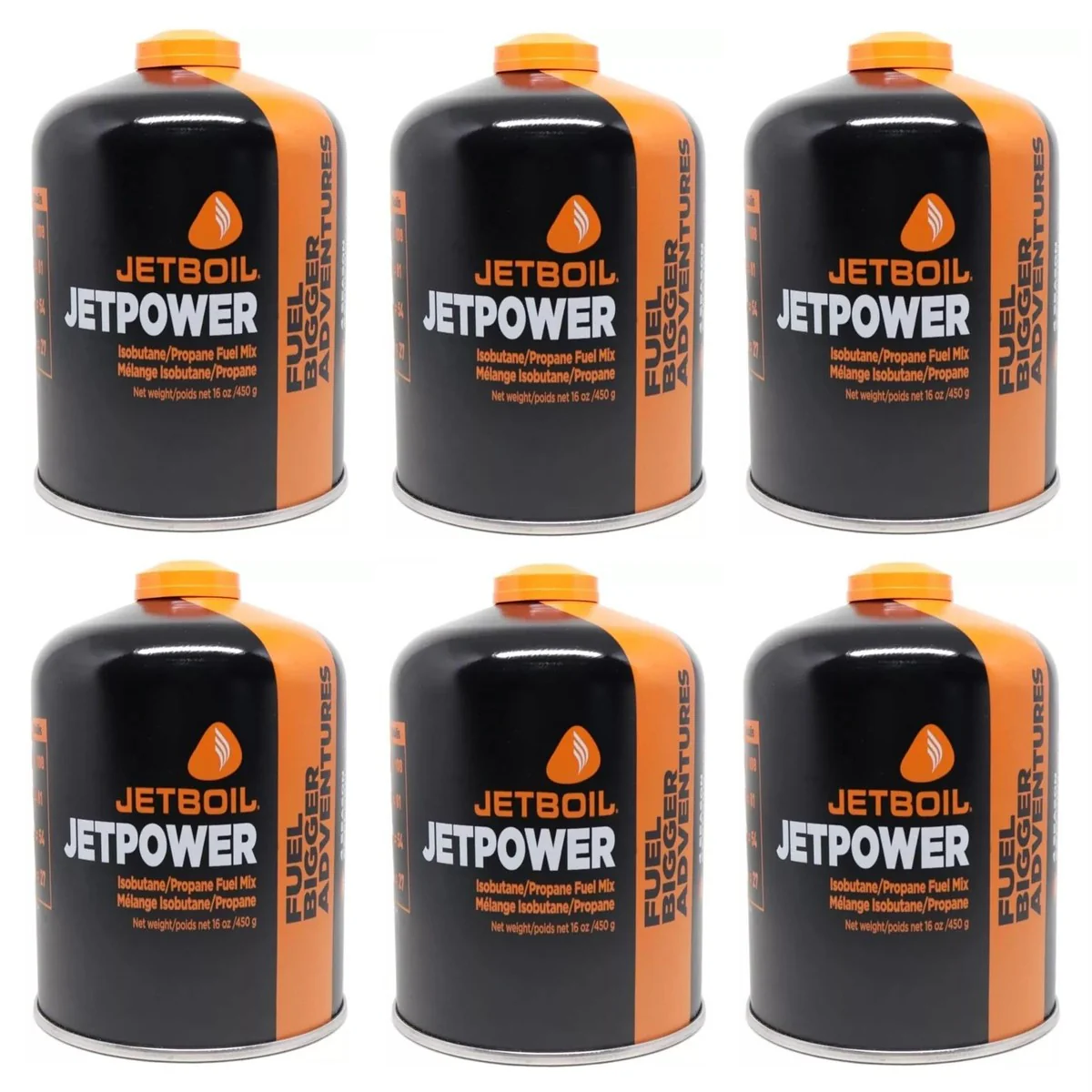 6x Jetboil JetPower Butane Gas Fuel 450g Canister