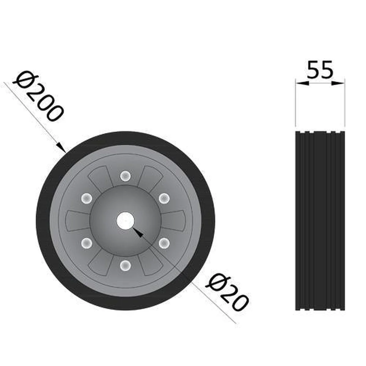 8" 200mm Heavy Duty Replacement Jockey Wheel for Ifor Williams Trailer/Trolley - Image 2