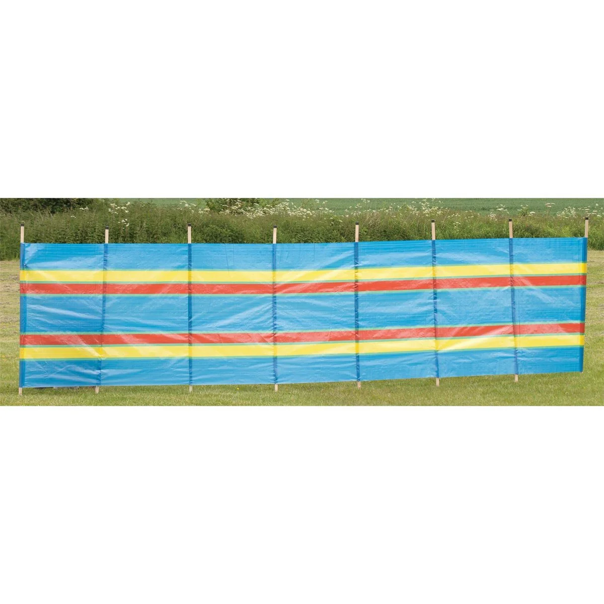 8 Pole Multicoloured Polythene Windbreak 1446 - Image 7