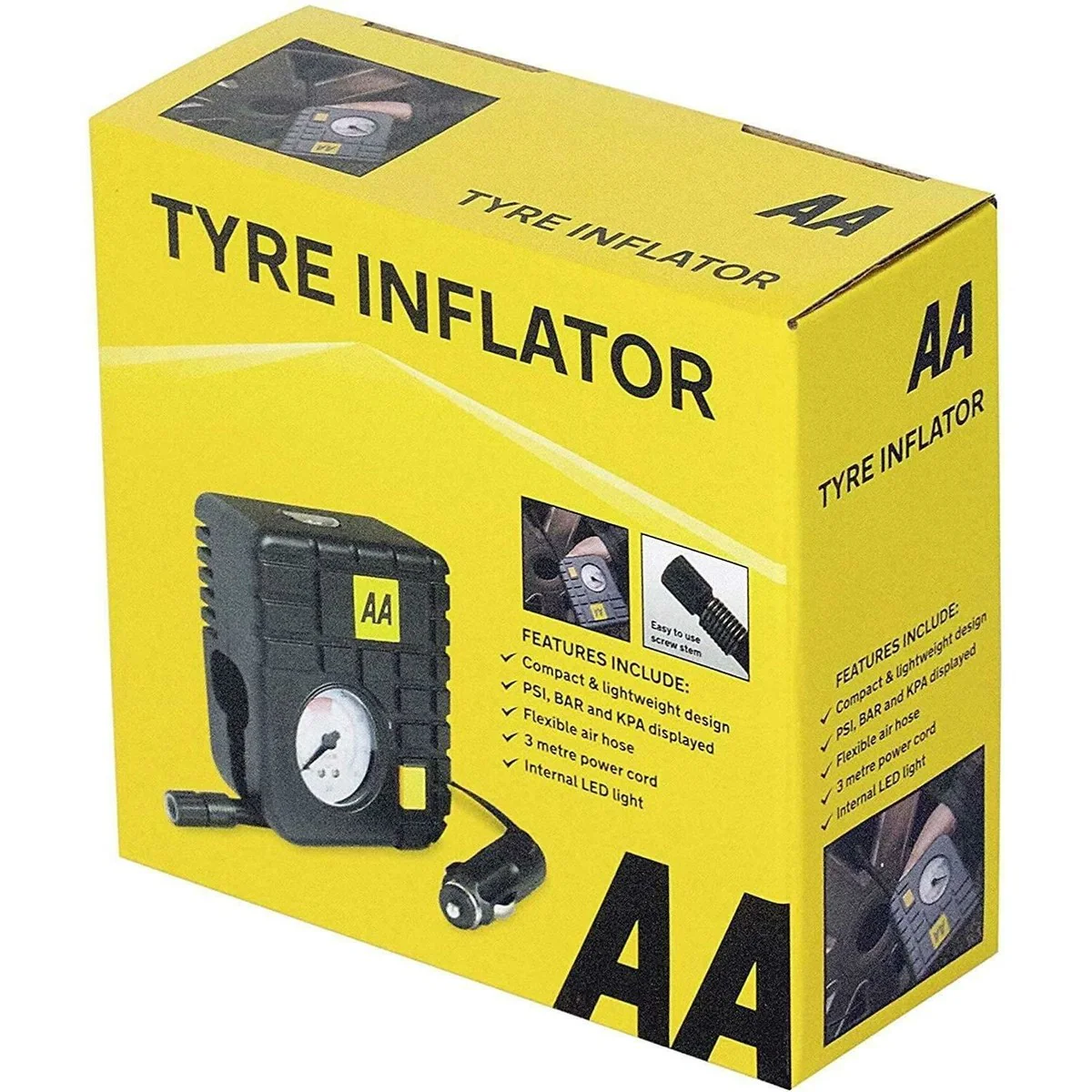 AA 12V Car Tyre Air Compressor Inflator LED Pump Pressure Gauge Cigarette Socket - Image 5