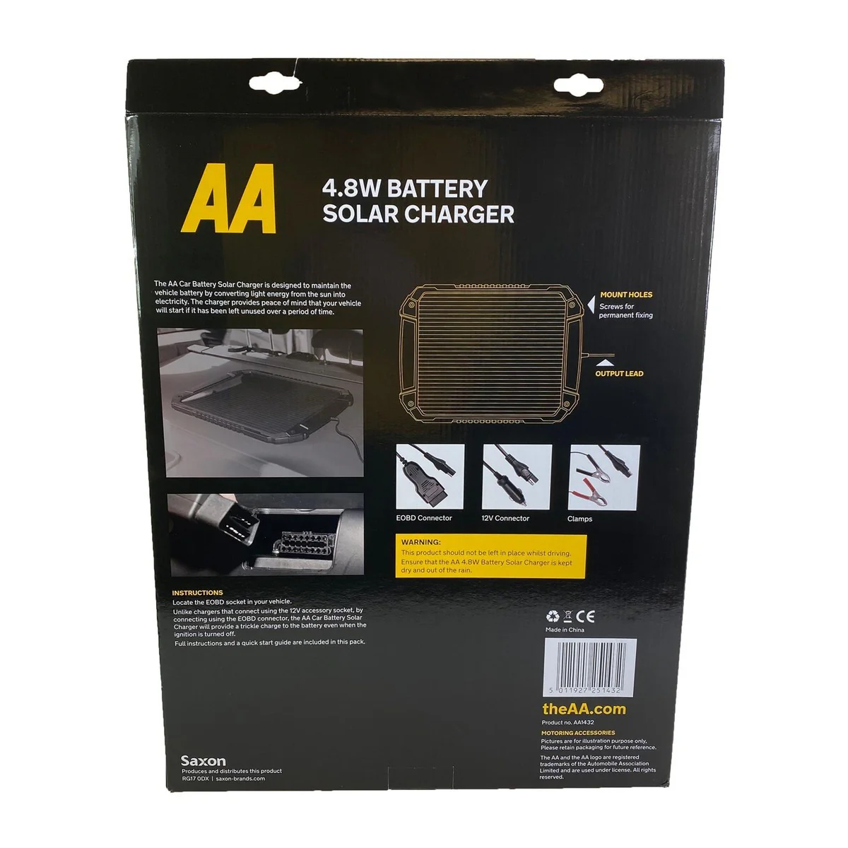 AA 4.8W XL 12V Car Van Caravan Solar Panel Trickle Battery Charger Power Supply - Image 4