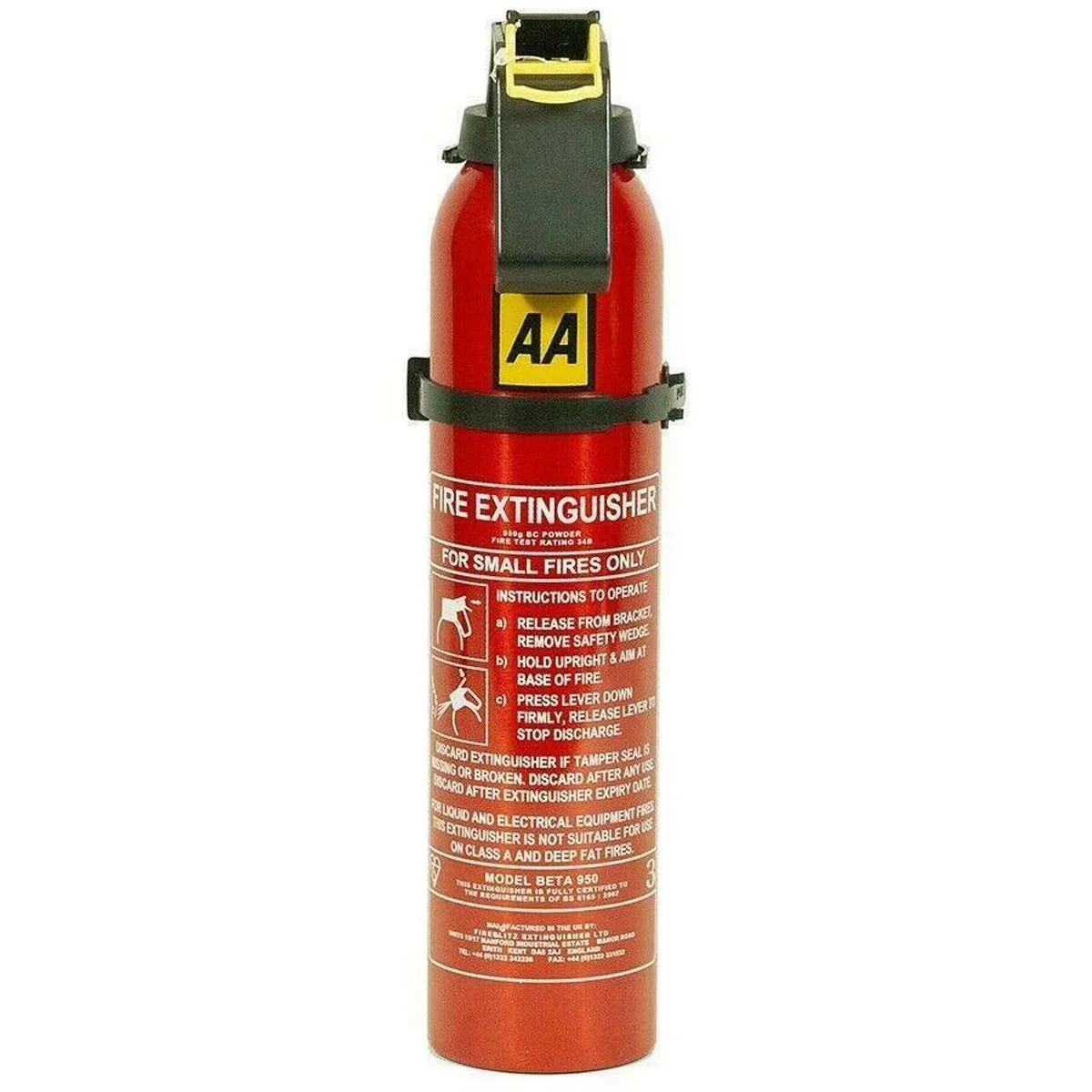 AA Fire Extinguisher Powder Compact Portable Car Home Caravan + Bracket 950g - Image 2