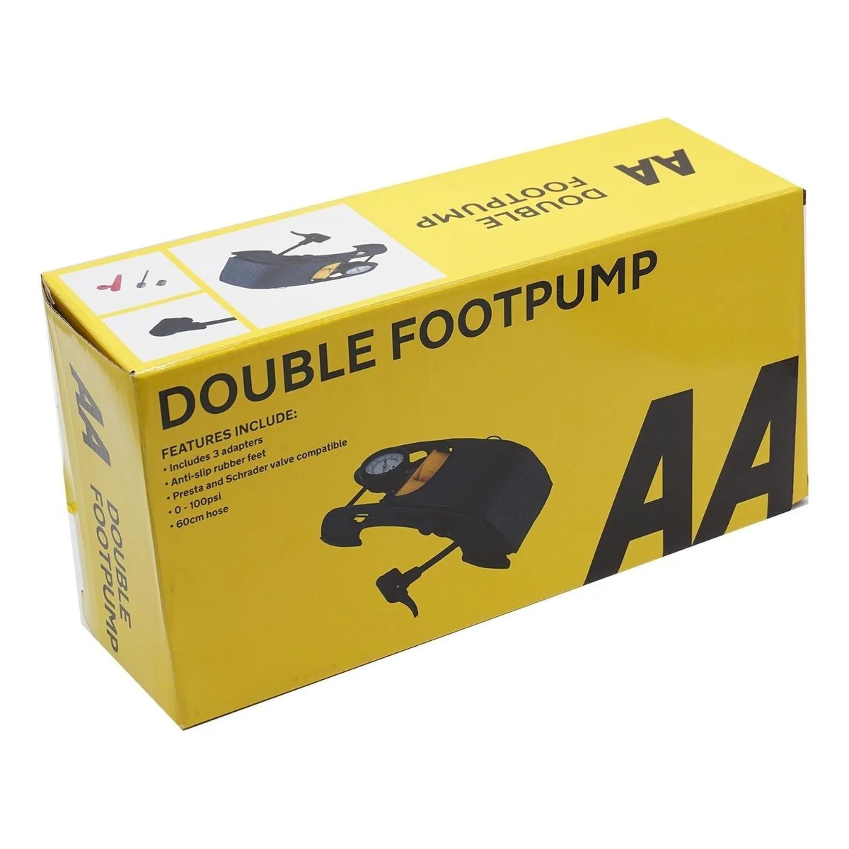 AA Double Barrel Cylinder Tyre Foot Pump Air Inflator Car Van Bicycle Bike - Image 3