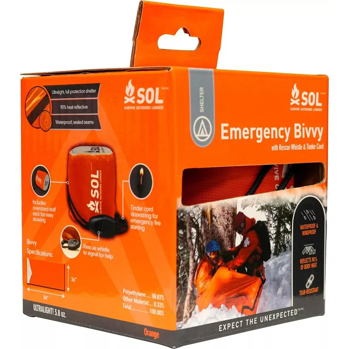 Adventure Medical Kits SOL Emergency Bivvy & Whistle 1 Person Orange - Image 2
