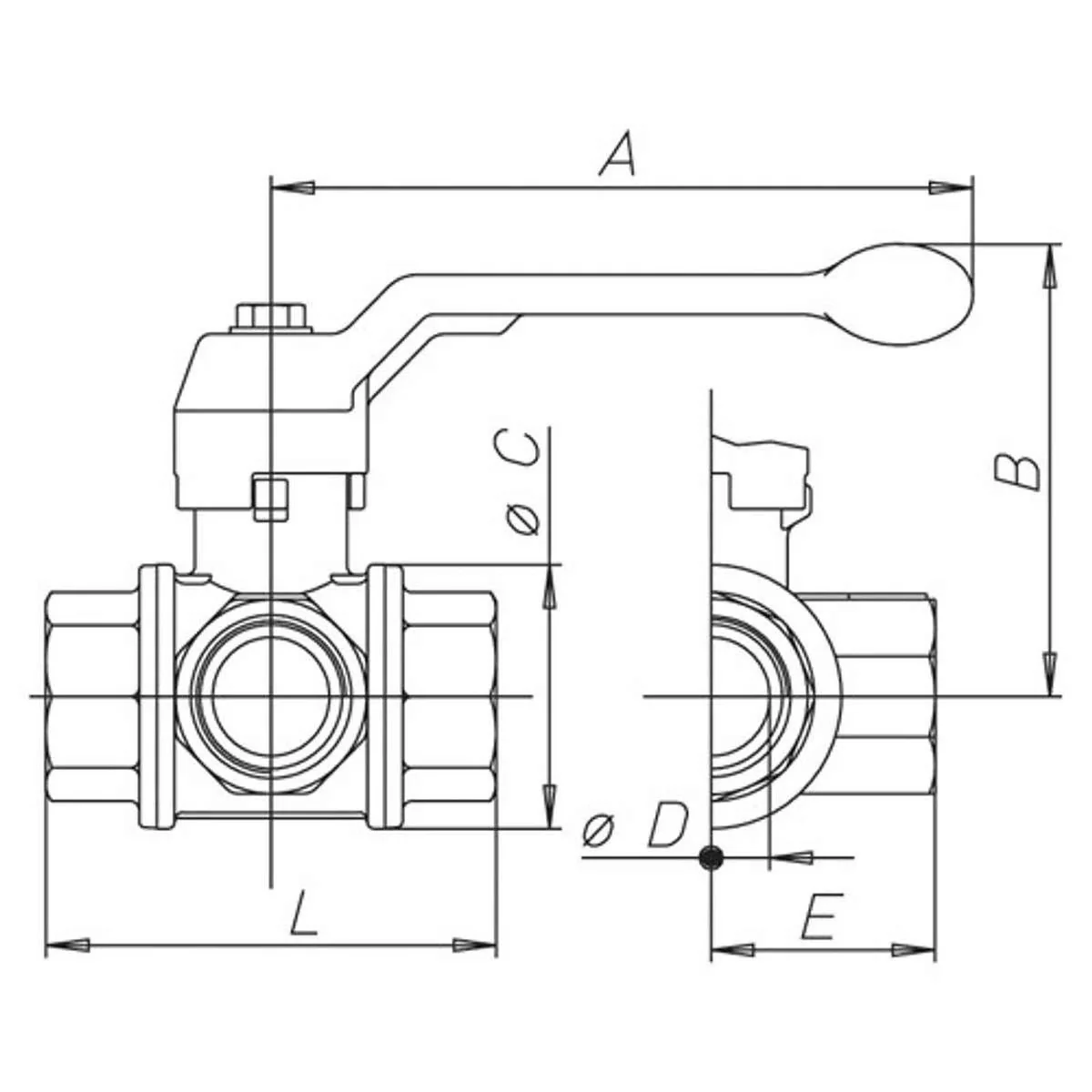 AG L-Port Ball Valve LP 1-1/2" BSP - Image 3
