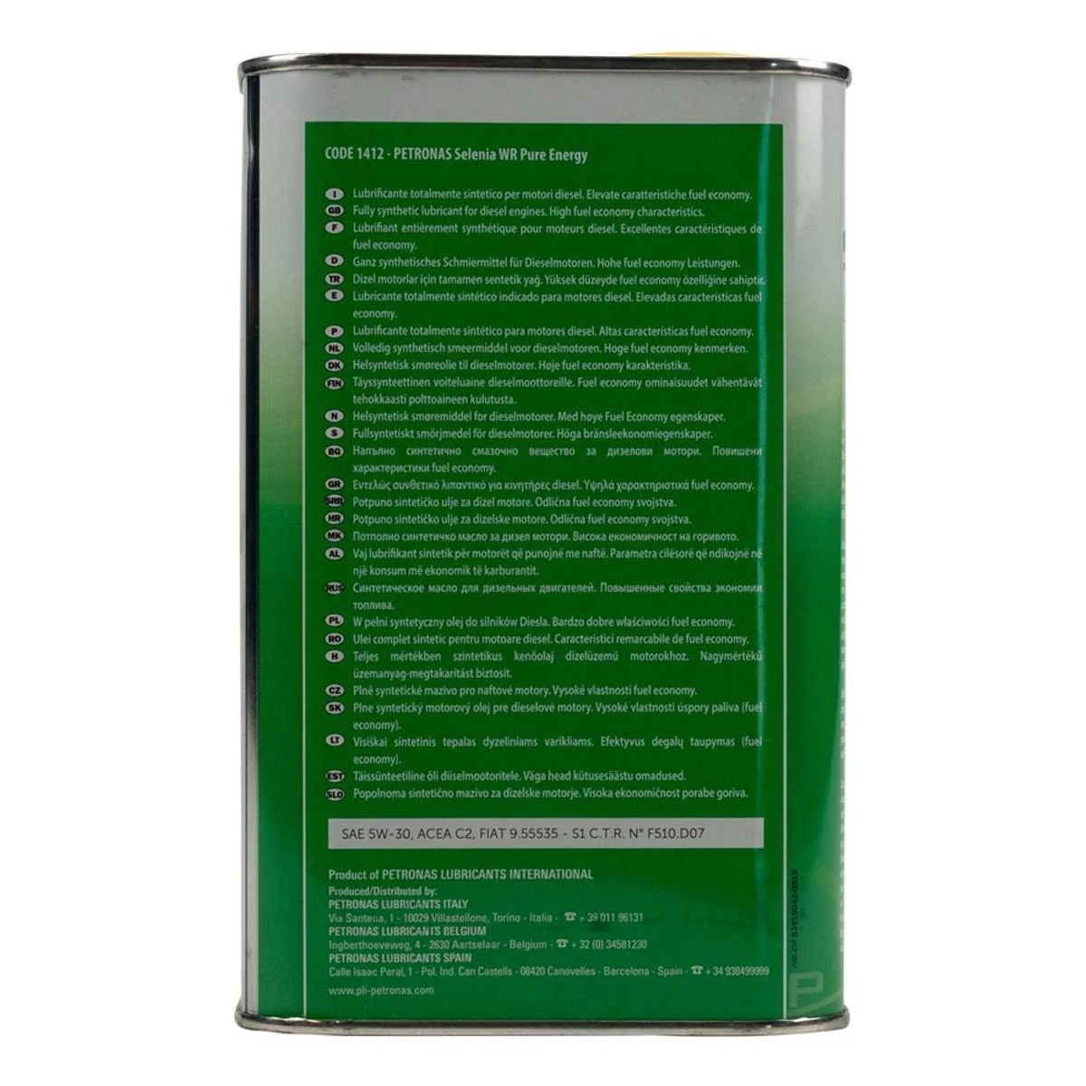 AG Petronas Selenia WR Pure Energy 5W 30 Engine Oil 1L Synthetic Engine Oil f - Image 2