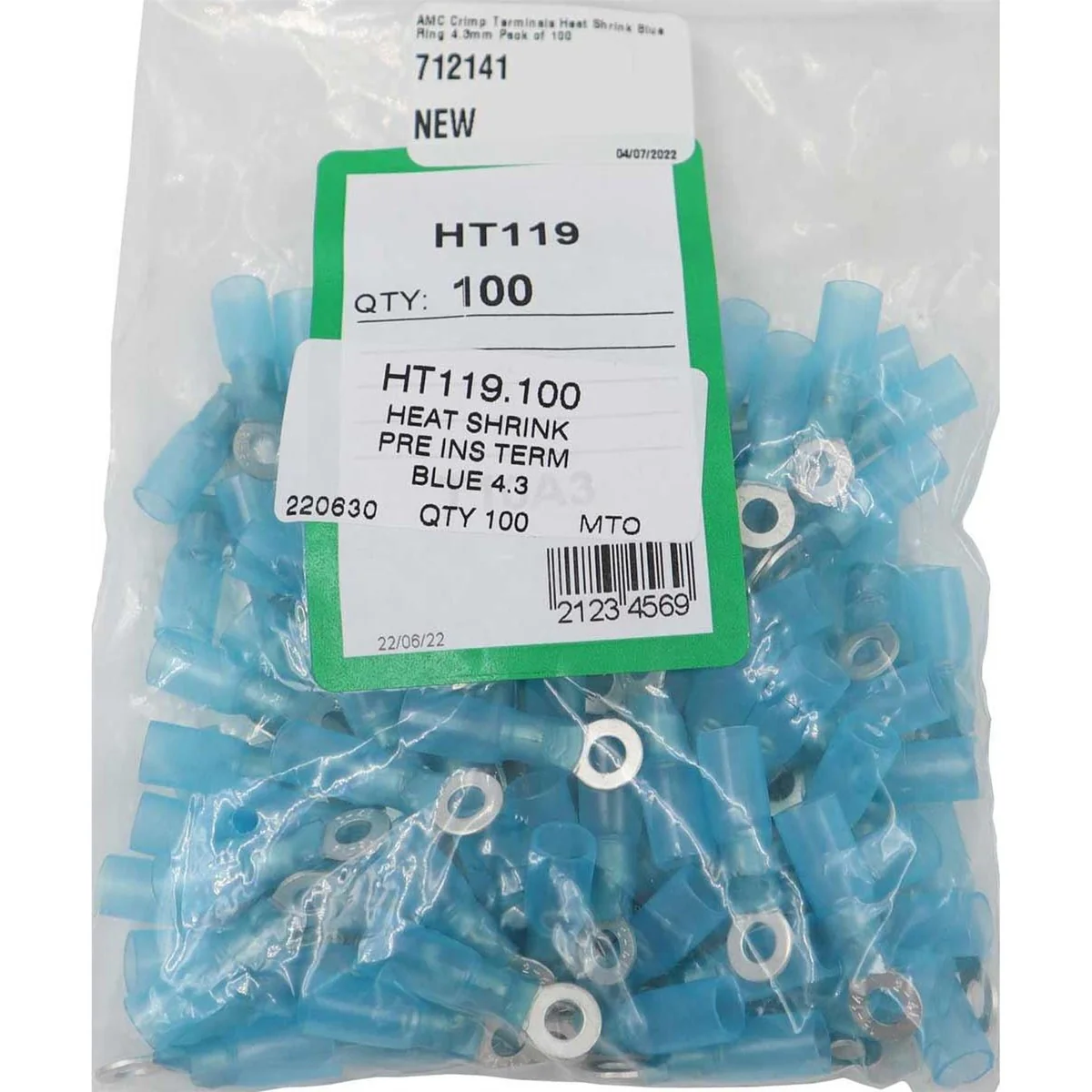 AMC Blue Heat Shrink Ring Terminal (4.3mm ID / 100 Pack) - Image 2
