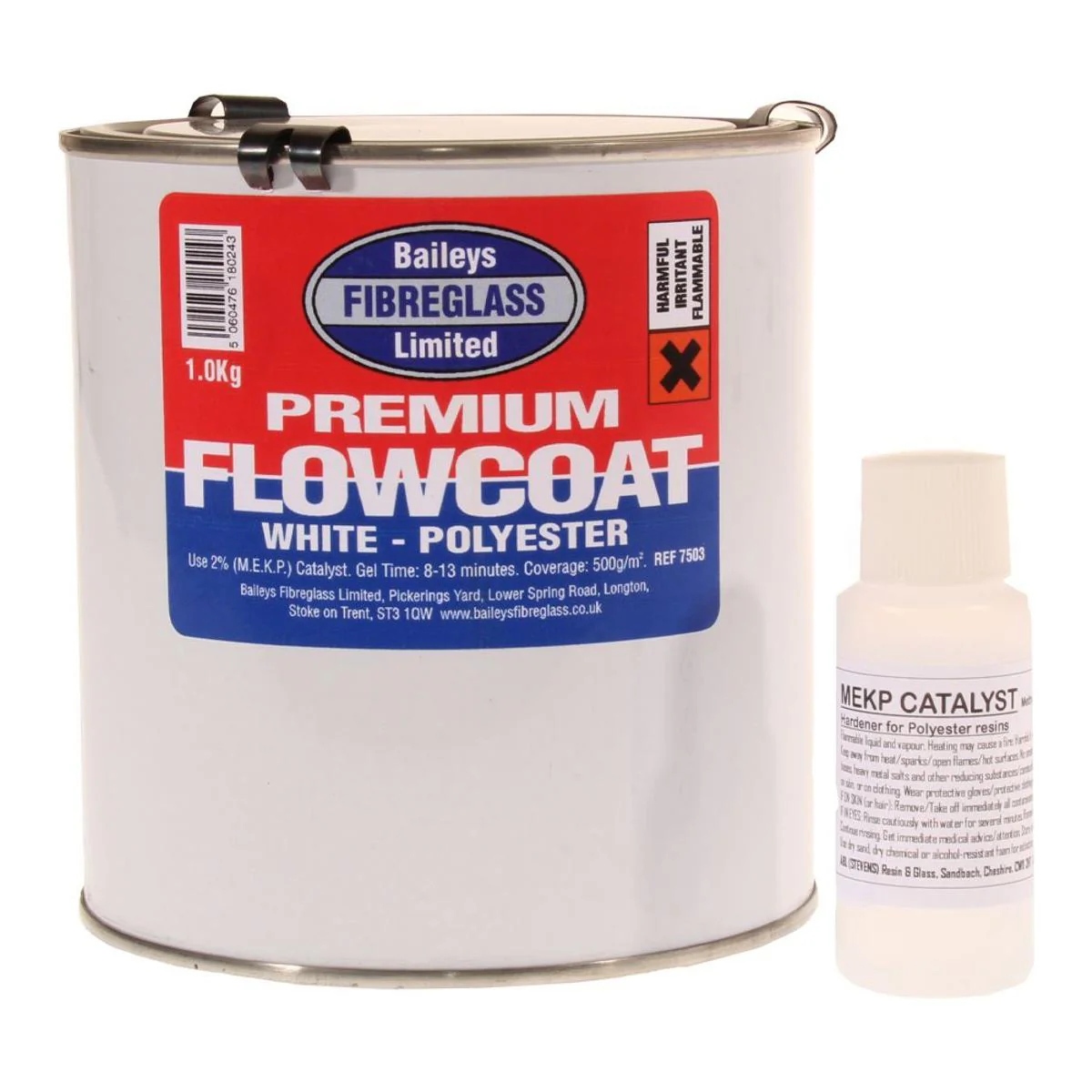 Baileys Fibreglass Flowcoat / Topcoat Brilliant White 1kg for Large Scale Fibre