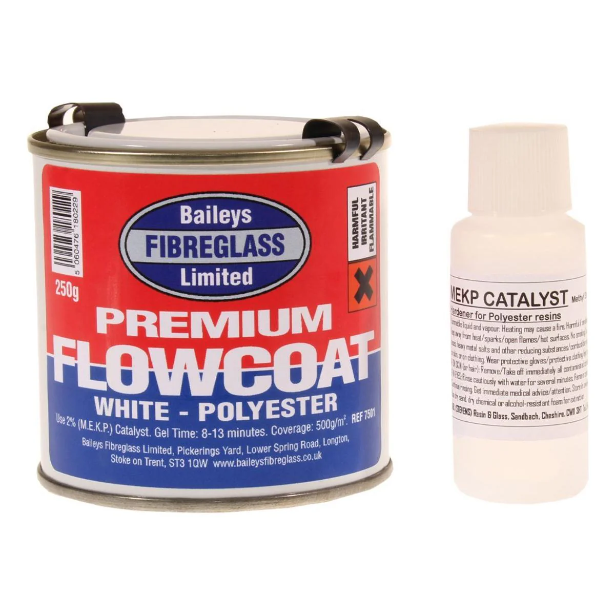 Baileys Fibreglass Flowcoat / Topcoat Brilliant White 250g for Glossy Finish