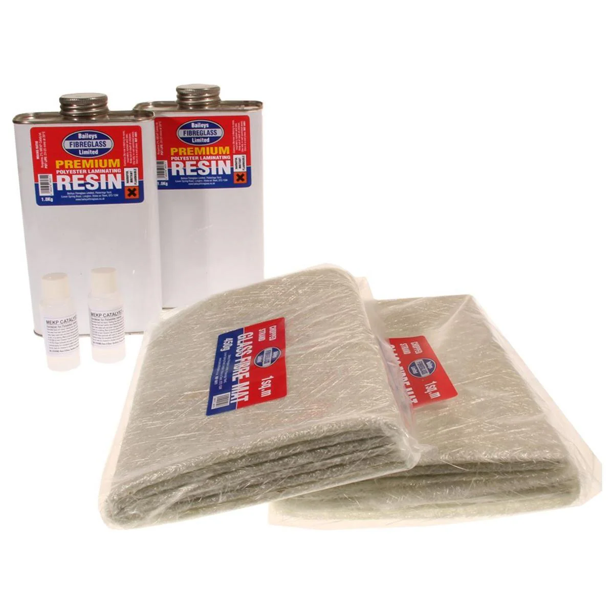 Baileys Fibreglass Premium Repair Kit 2Sq Metre with Resin, Hardener, and Matti