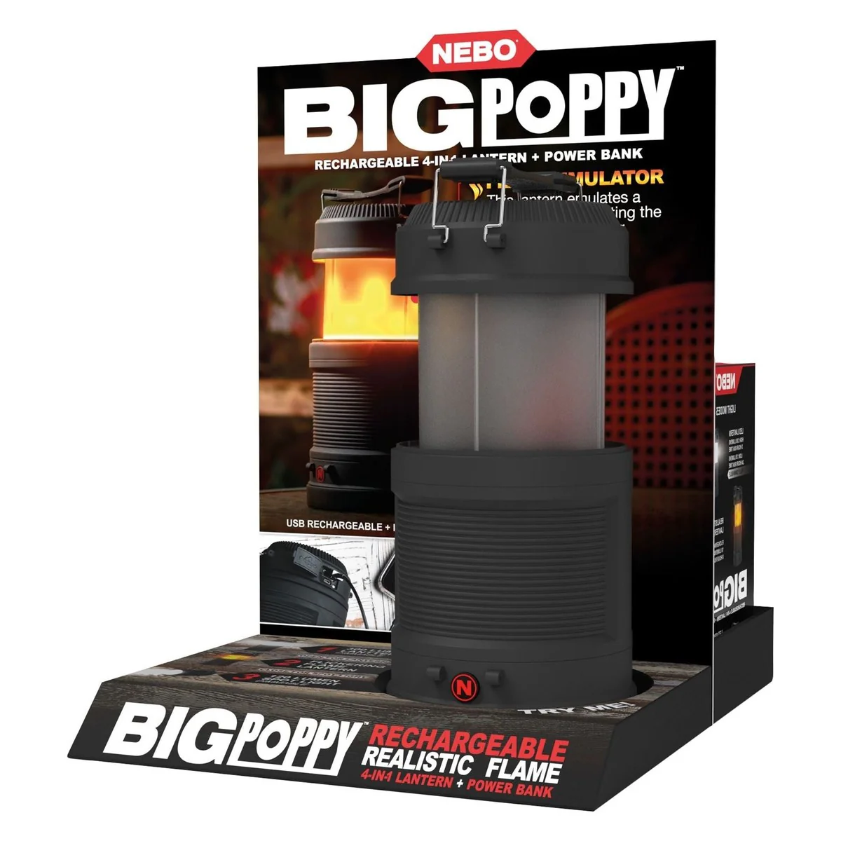 Big poppy flaslight and flame effect lantern NE6908 - Image 2