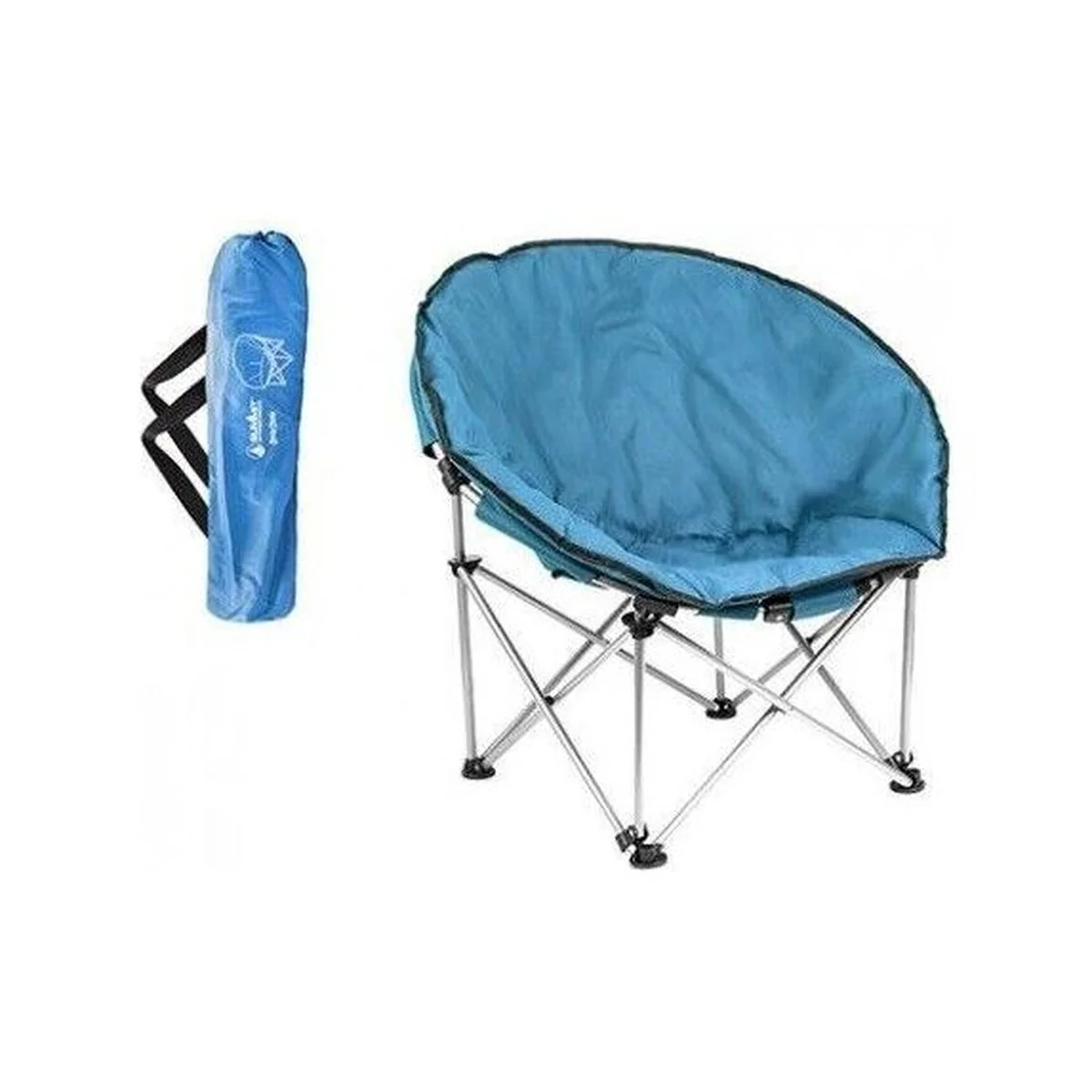 Blue Adult Bucket Camping Chair Padded High Back Folding Orca Moon Chair & Bag - Image 2