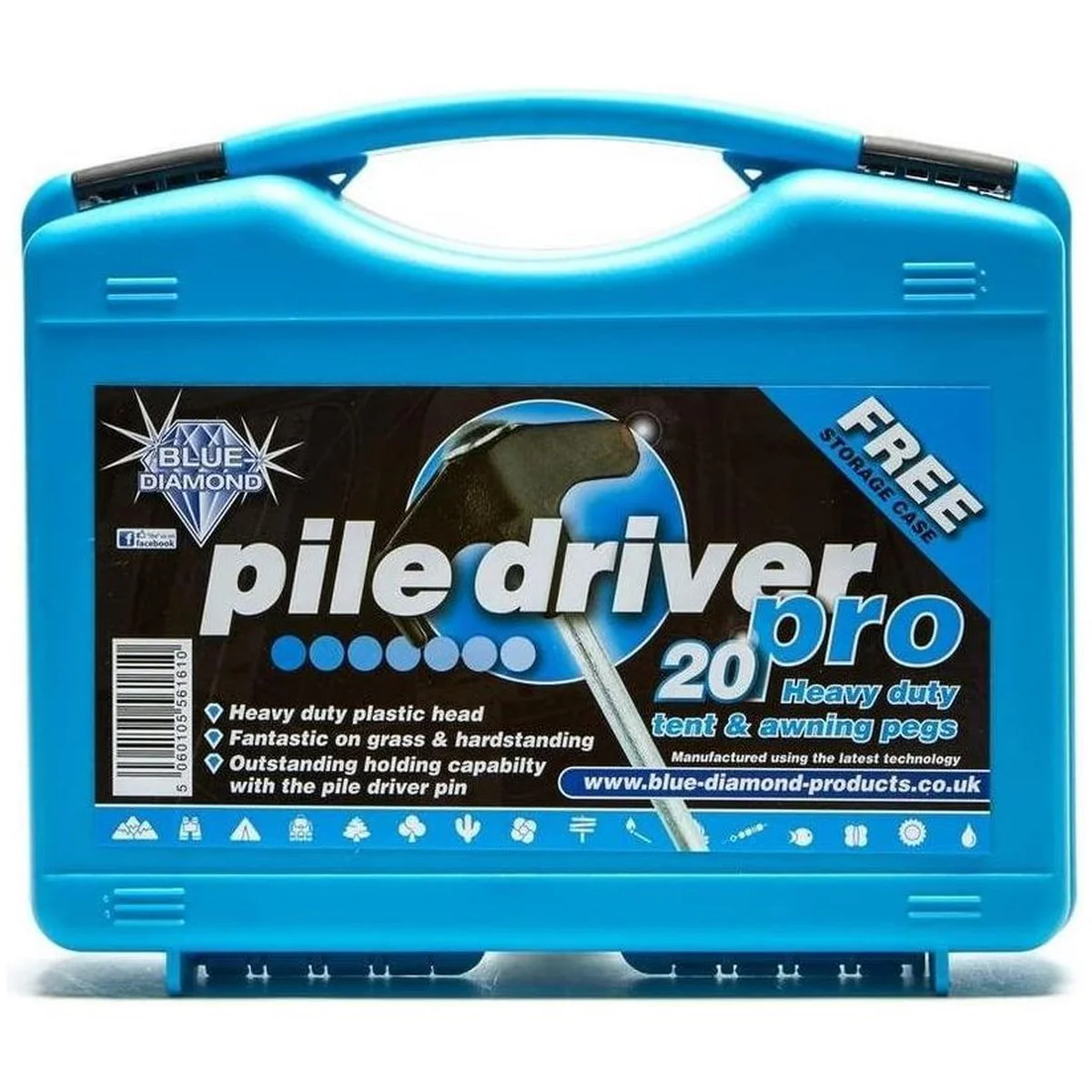 Blue Diamond Hard Ground Pile Driver Pro 20 x Tent Pegs - Image 5