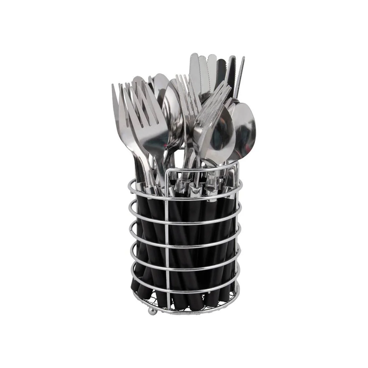 Bo-Camp Cutlery Set with Basket 24 Pieces 6 Persons Black
