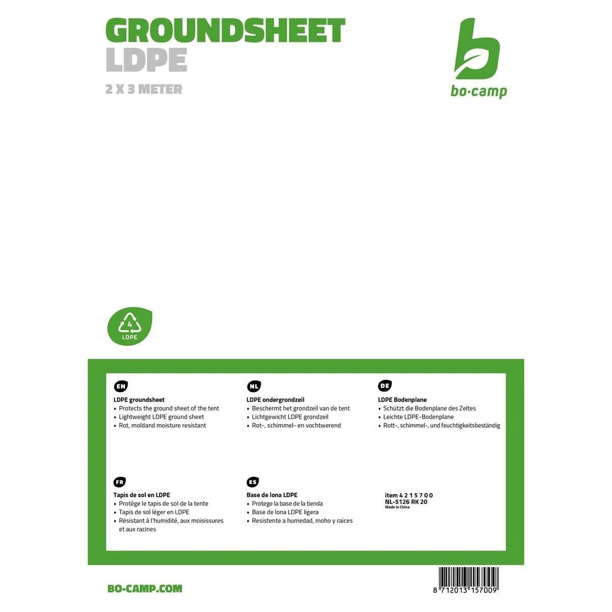 Bo-Camp Groundsheet Tarpaulin Transparent 2x3 Metres - Image 2
