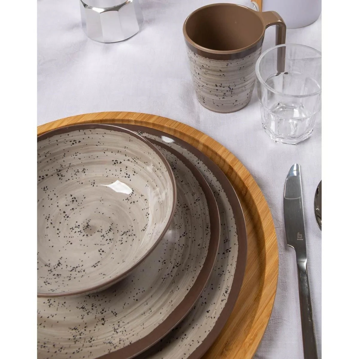 Bo-Camp Mug Halo M Melamine 4 Pieces Beige - Image 2