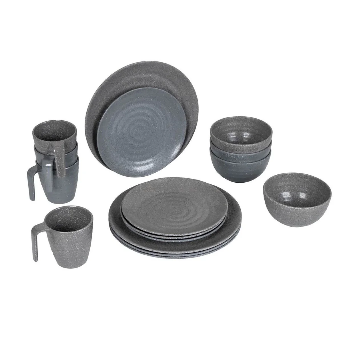Bo-Camp Tableware Stone 16 Pieces Grey - Image 3