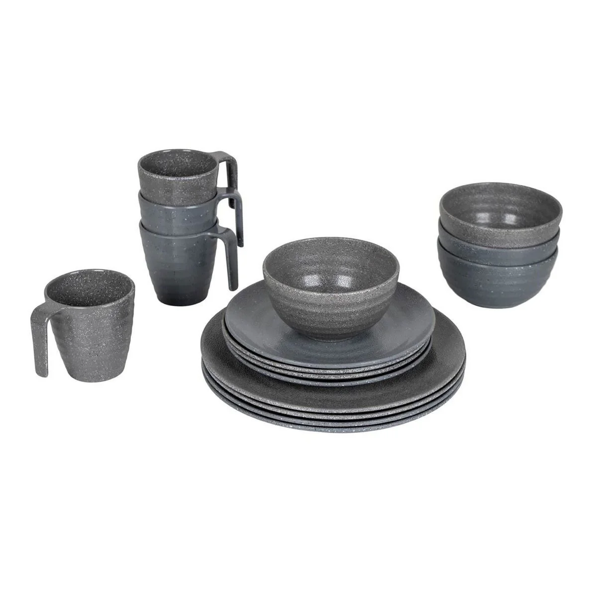 Bo-Camp Tableware Stone 16 Pieces Grey - Image 9