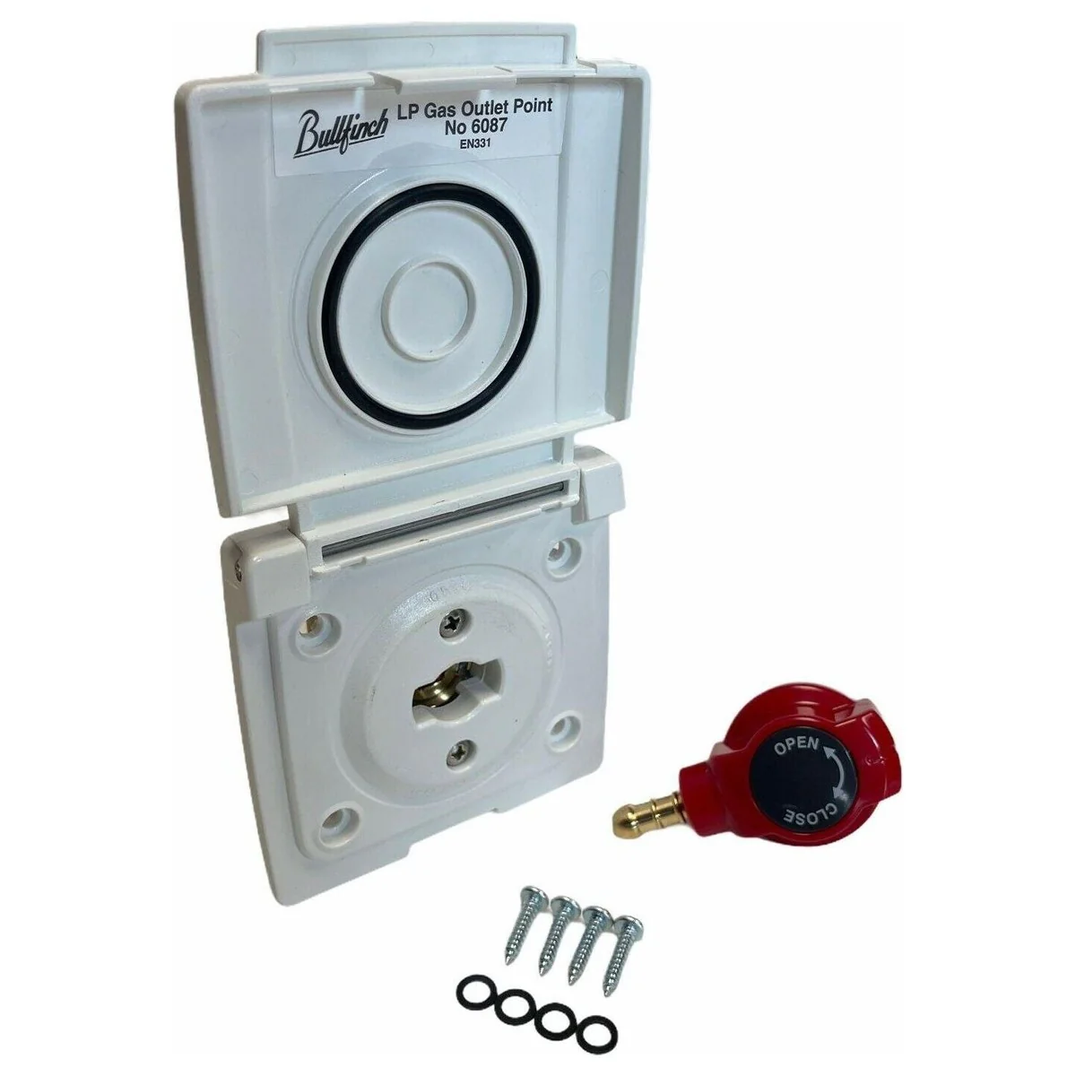 Bullfinch Caravan White BBQ Gas point and Quick Release Plug in tail connector