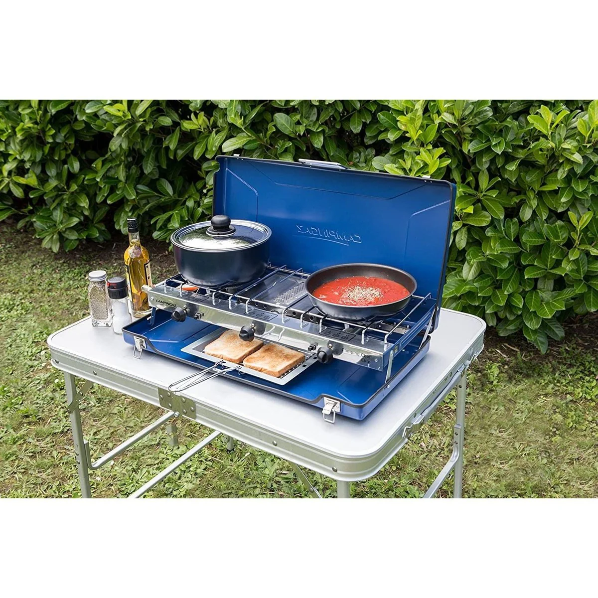 Campingaz Camping Chef Stove Folding Double Burner With Grill - Image 2