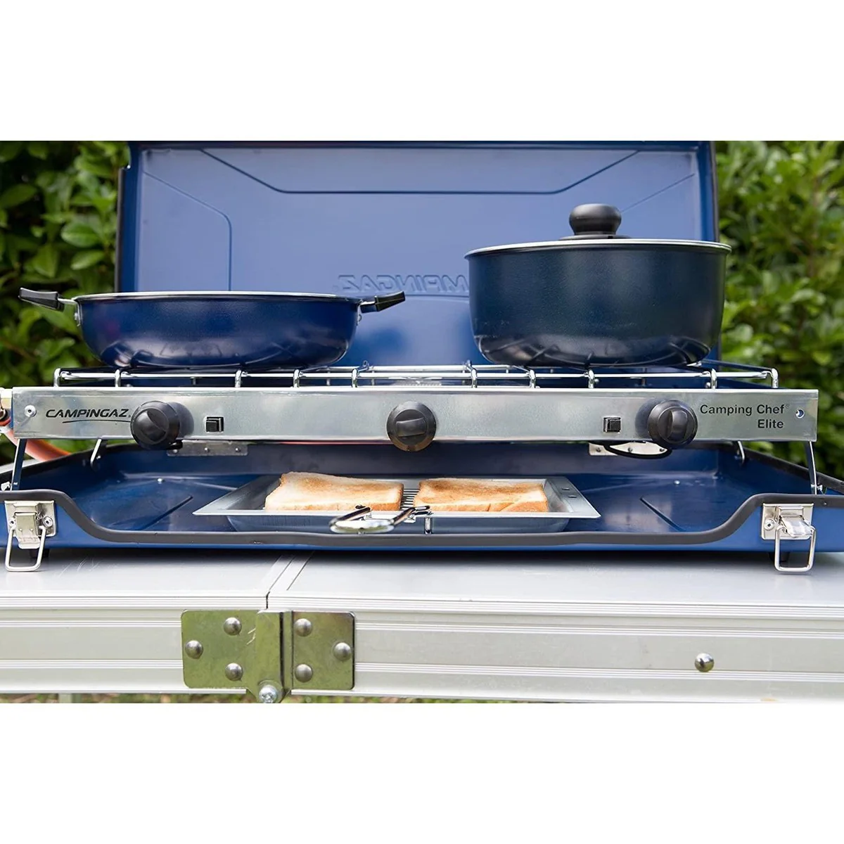 Campingaz Camping Chef Stove Folding Double Burner With Grill - Image 9