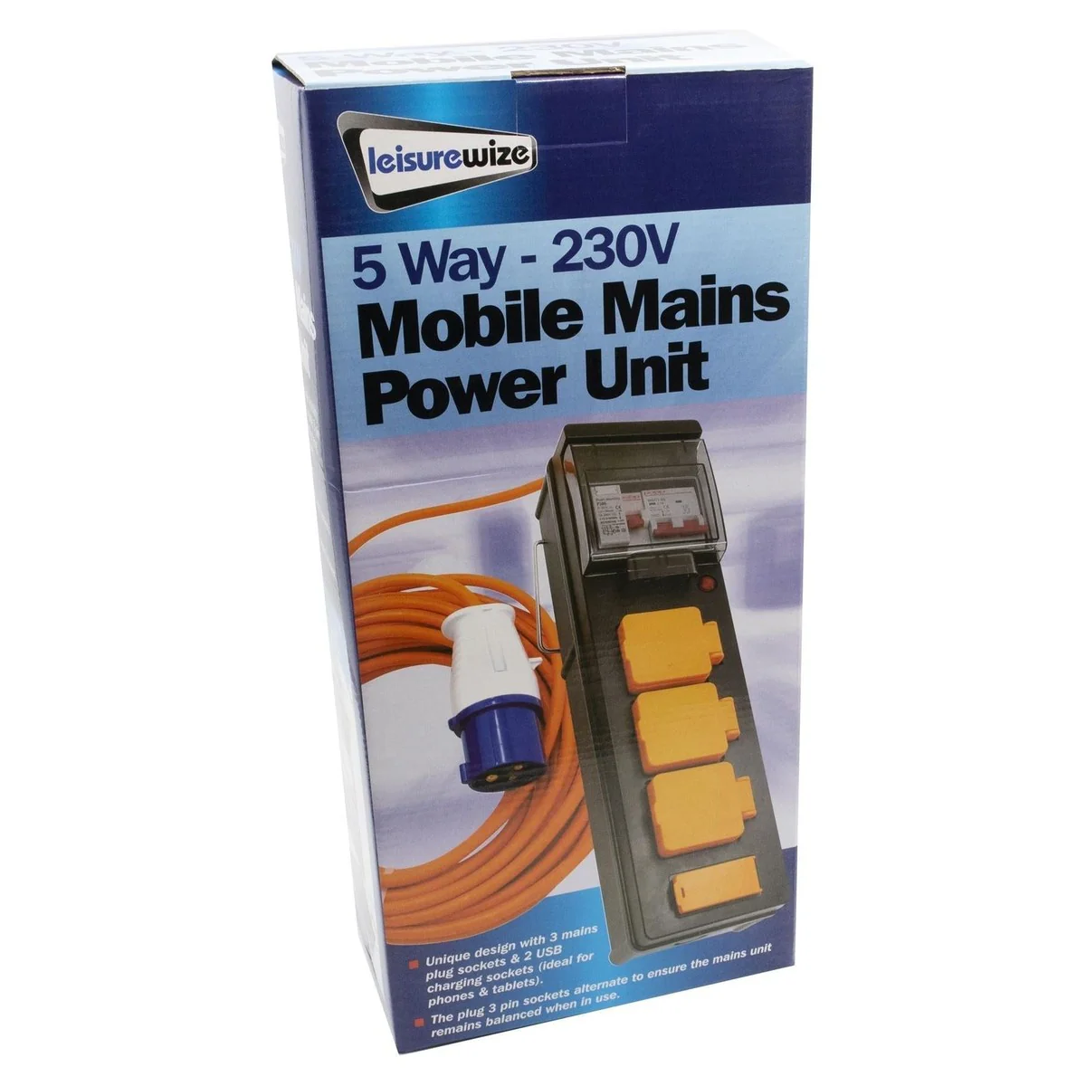 Caravan Camping 5 Way Mobile Mains USB Power Hookup Extension Lead RCD Unit C429 - Image 2