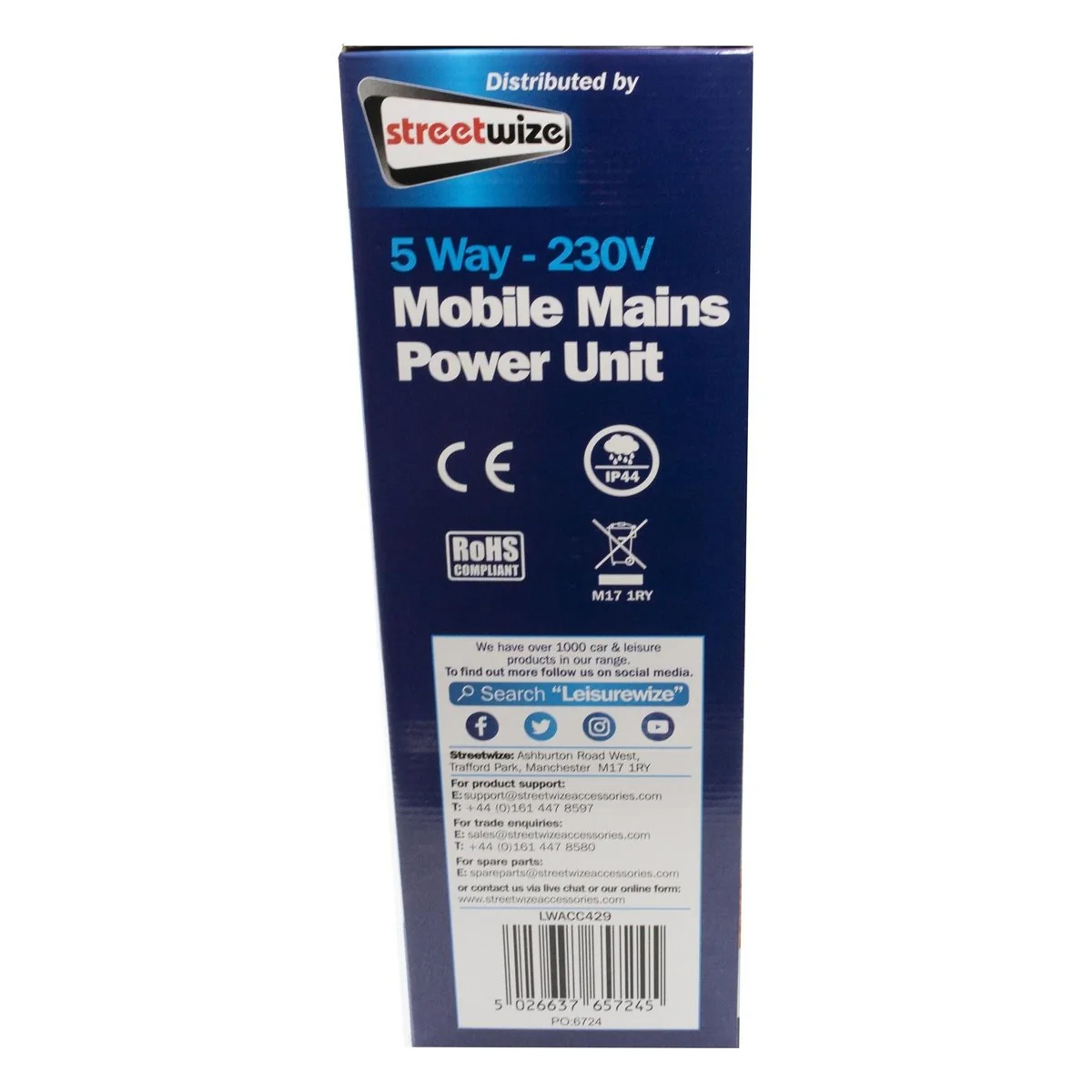 Caravan Camping 5 Way Mobile Mains USB Power Hookup Extension Lead RCD Unit C429 - Image 3