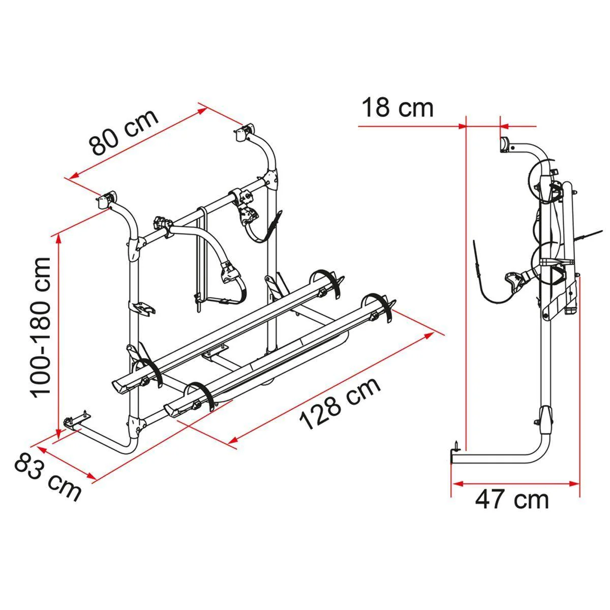 CARRY-BIKE CARAVAN UNIVERSAL 2 Bike Carrier 35 kg Caravan / Motorhome - Image 2