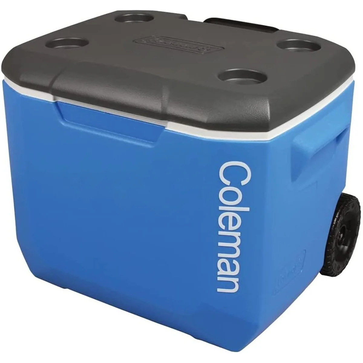 Coleman Blue 60QT Tricolour Wheeled Camping Cooler - Image 3